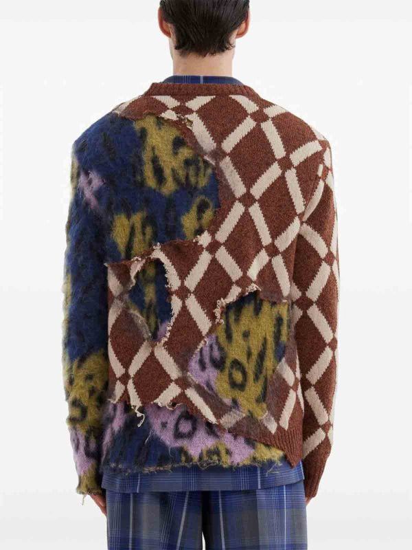 Marni o1w1db11125 Distressed Effect Color Block Jumper in Brown Size US S / EU 44-46 / 1 - 4 Thumbnail