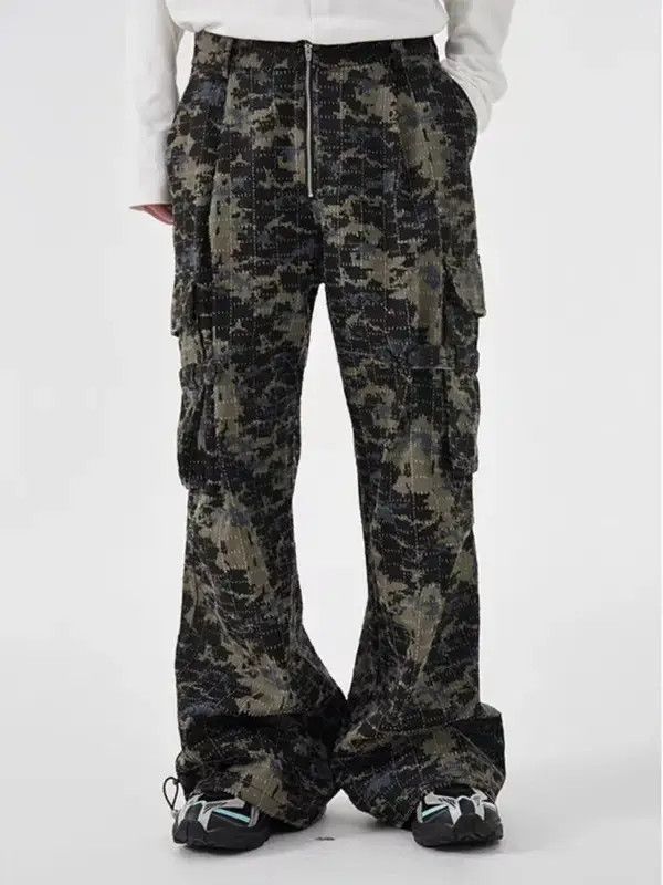 Japanese Brand VIBE Specially cut washed ripped camouflage overalls Size US 32 / EU 48 - 1 Thumbnail