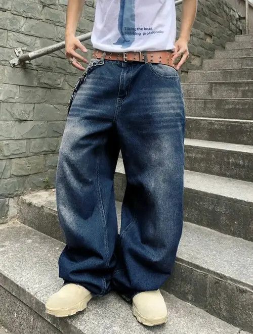 Japanese Brand Honjoh x Fujii Solid Color Simple Style Baggy Jeans Daily sh Size US 35 - 7 Thumbnail