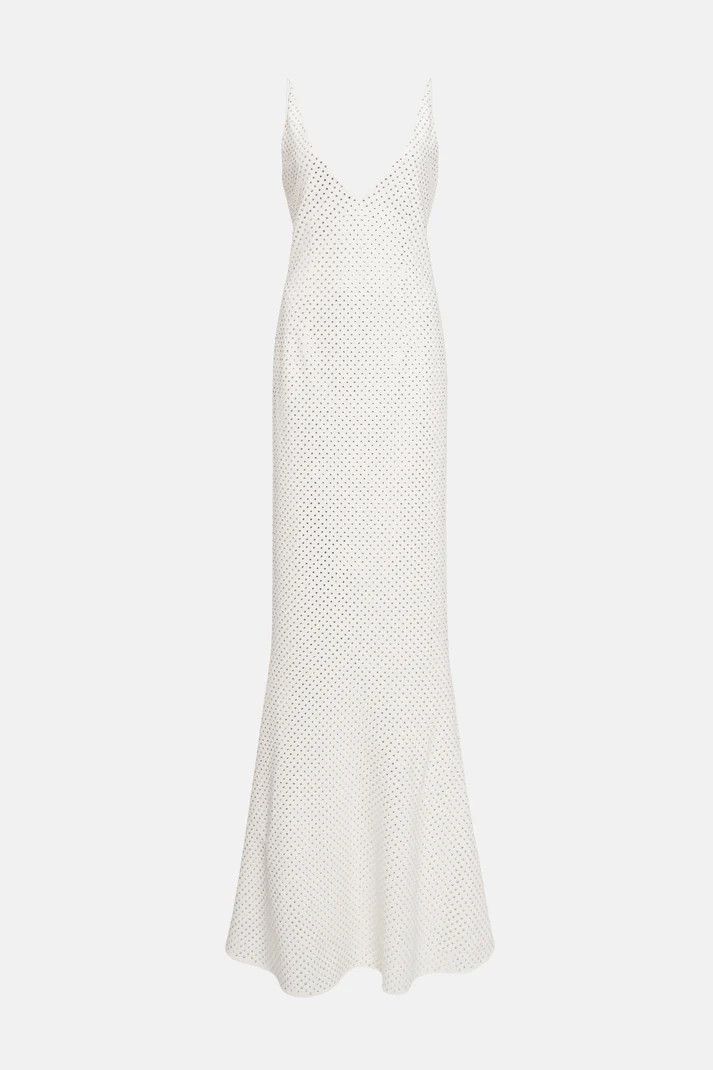 Alessandra Rich o1s22i1n0225 Long Cady Slip Dress in White Size M / US 6-8 / IT 42-44 - 1 Thumbnail