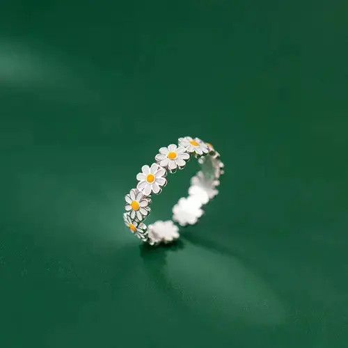 Other Flower Ring Plant Silver Fleur Modern Punk Art Daisy Golf Size ONE SIZE - 1 Thumbnail