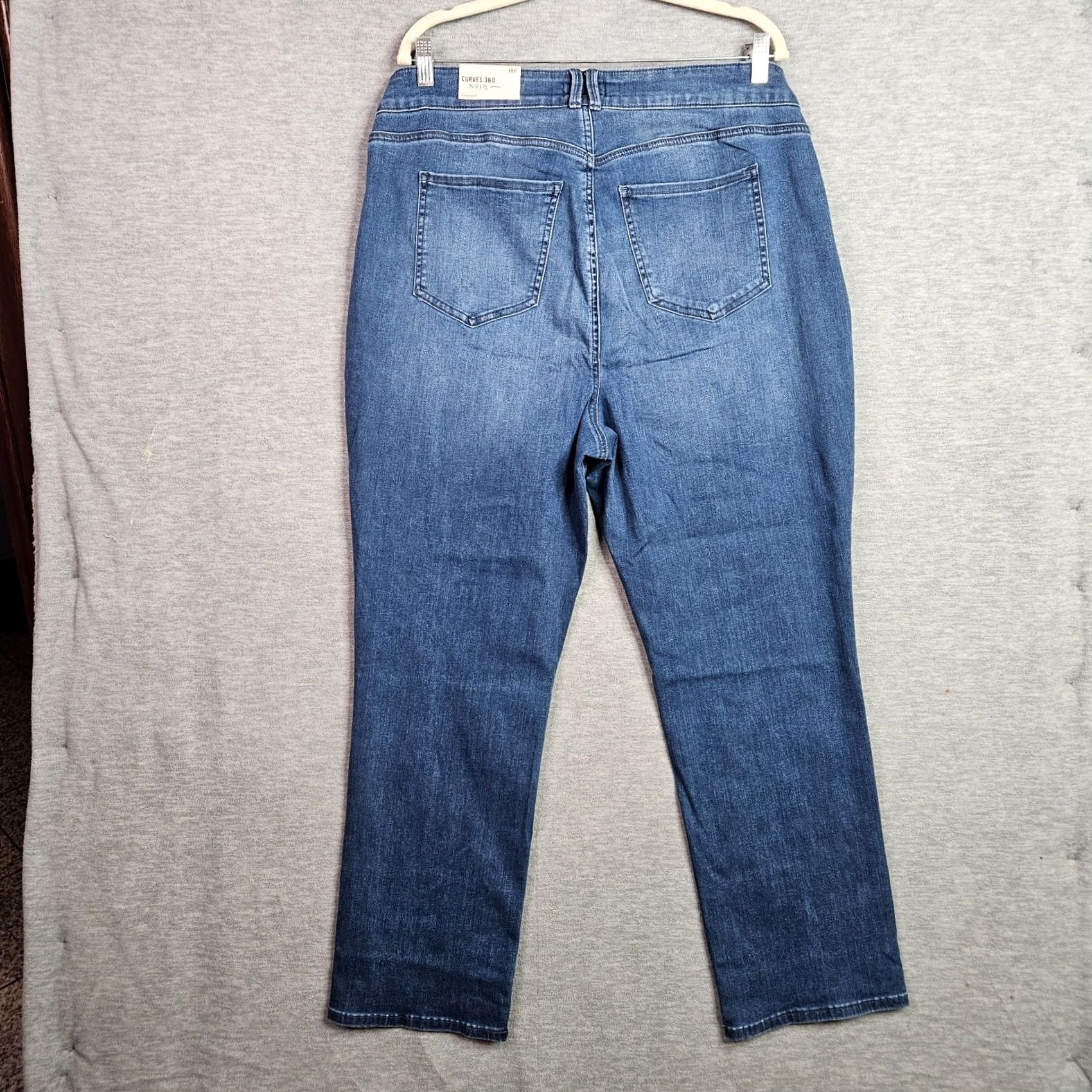 NYDJ NYDJ CURVES 360 Jeans Straight Blue 18P Womens Denim Regular Machine Washable Belted 5-Pocket Size 40" / US 18 - 2 Thumbnail