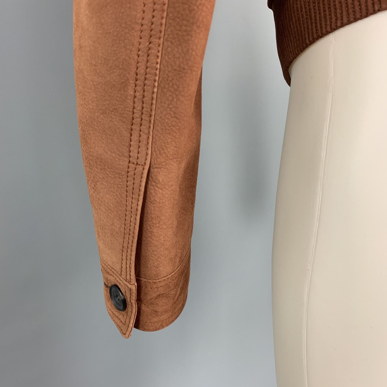 Burberry Chest Size 38 Brick Solid Zip Up Nubuck Leather Jacket Size US M / EU 48-50 / 2 - 6 Thumbnail