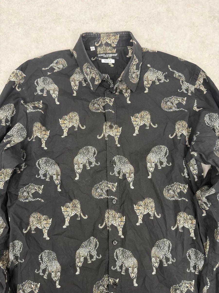 Dolce & Gabbana 2010s Dolce & Gabbana Gold Mafia Leopard Black Shirt Size US M / EU 48-50 / 2 - 6 Thumbnail