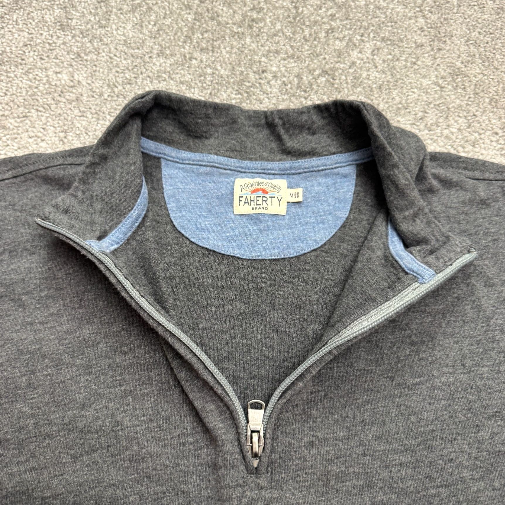 Faherty Faherty Sweatshirt Main Mens Medium Gray Cotton Modal 1/4 Zip Pullover Mock Neck Long Sleeve All Seasons Breathable Stretch Casual Winter Spring Fall Size US M / EU 48-50 / 2 - 4 Thumbnail