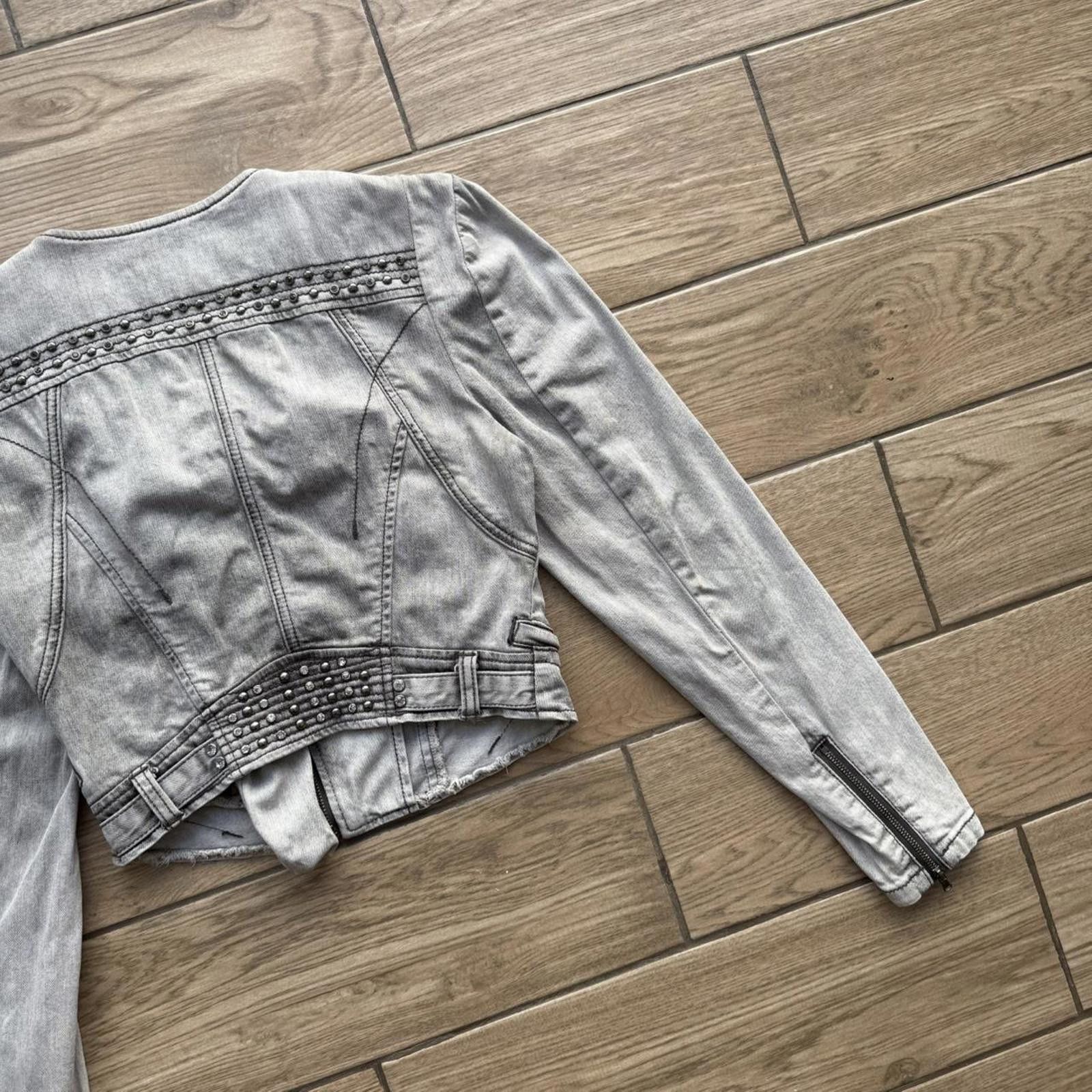 Other Y2K LA Idol Gray Denim Grunge Rhinestones 00s Jacket Size S / US 4 / IT 40 - 6 Thumbnail