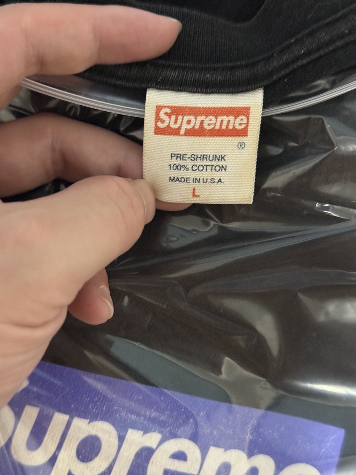 Supreme Supreme purple on black box logo tee T-shirt Size US L / EU 52-54 / 3 - 4 Thumbnail