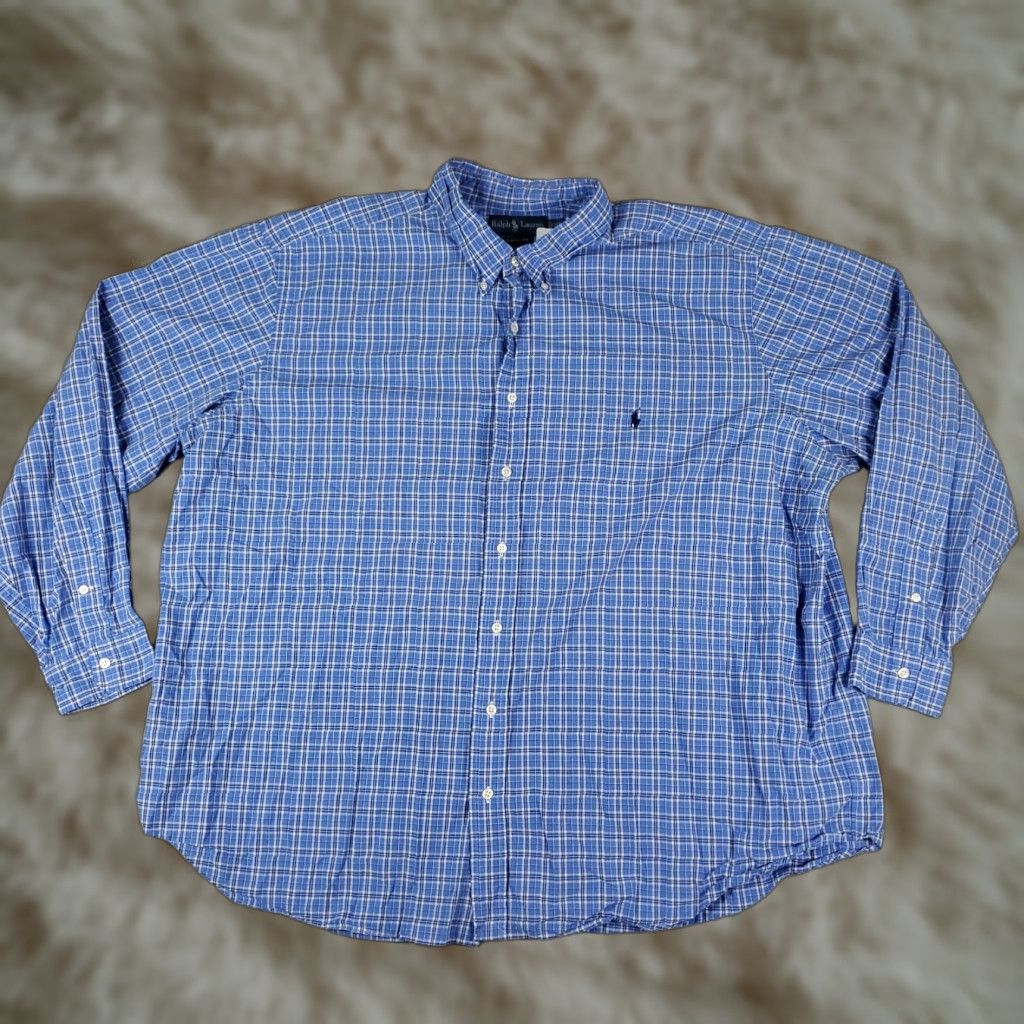 Ralph Lauren Ralph Lauren Shirt Mens 3XB Blue Plaid Classic Fit Pony Button Up Long Sleeve Shirt Button-Up Big & Tall Blue Plaid Ralph Lauren Mens 3XB Blue Size US XXL / EU 58 / 5 - 1 Thumbnail