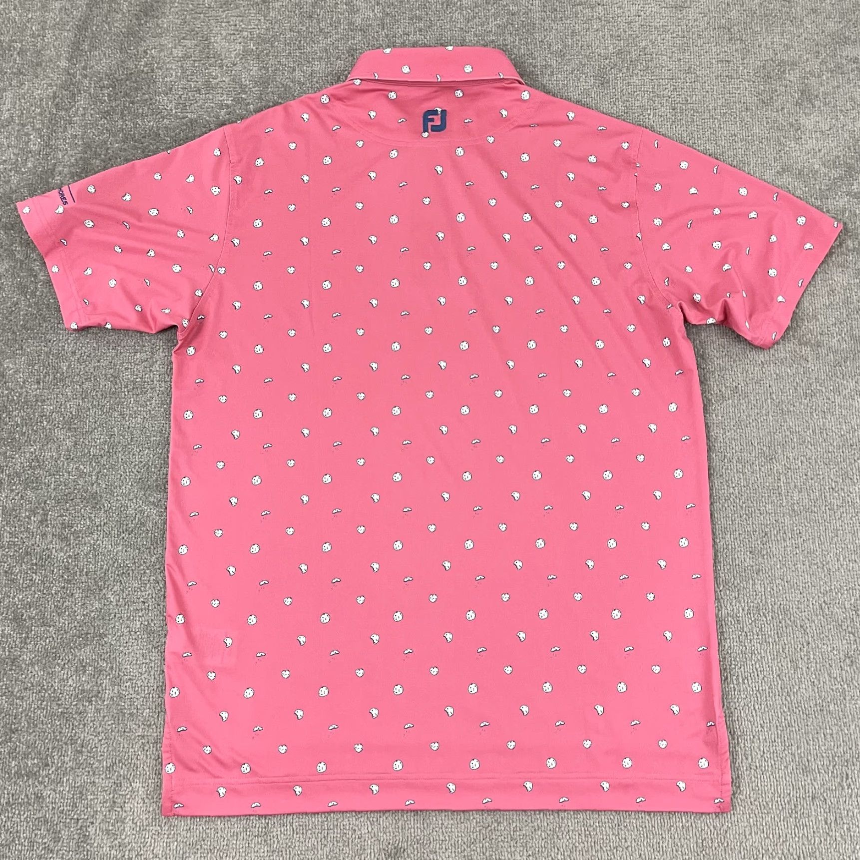 Footjoy FootJoy Polo Shirt Mens Large Pink Cookie Print Performance Golf Heritage Shores Polo Shirt Mens Large Pink Cookie Print FootJoy Size US L / EU 52-54 / 3 - 7 Thumbnail