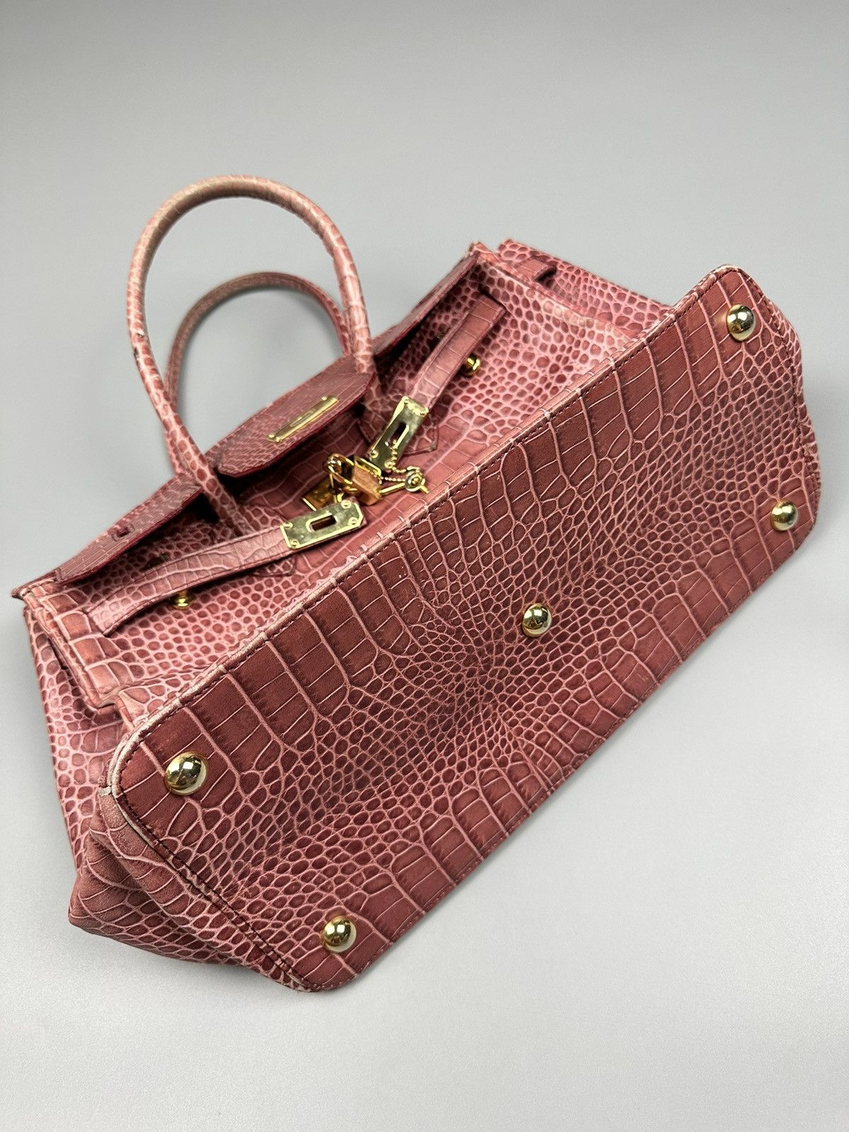 Vera Pelle Hermes Birkin Inspired Italian Vera Pelle Orobianco Bag Size ONE SIZE - 12 Thumbnail