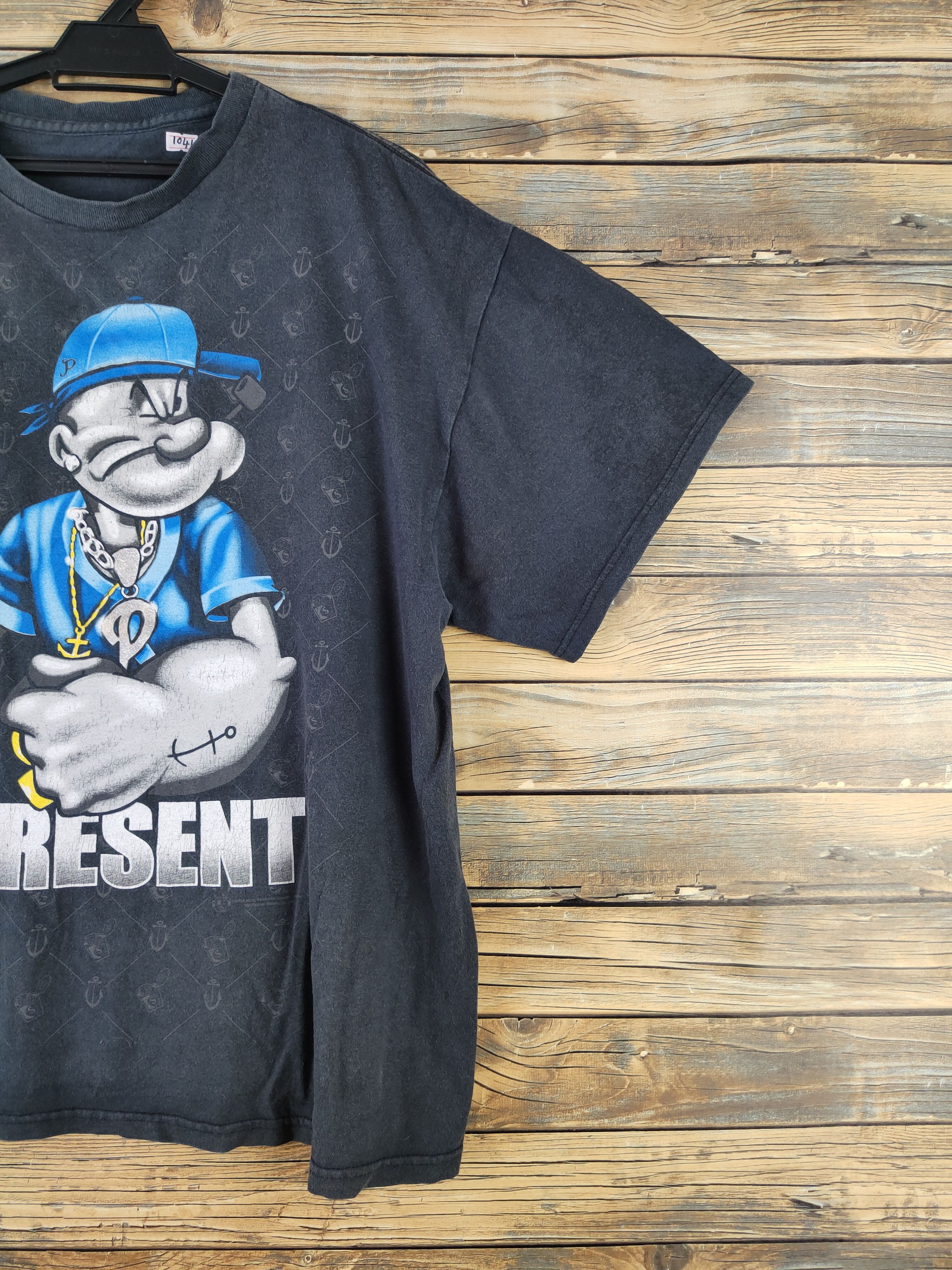 Japanese Brand × Vintage DL Japanese Brand Black Popeye Short Sleeve T-shirt #1041 Size US XL / EU 56 / 4 - 6 Thumbnail