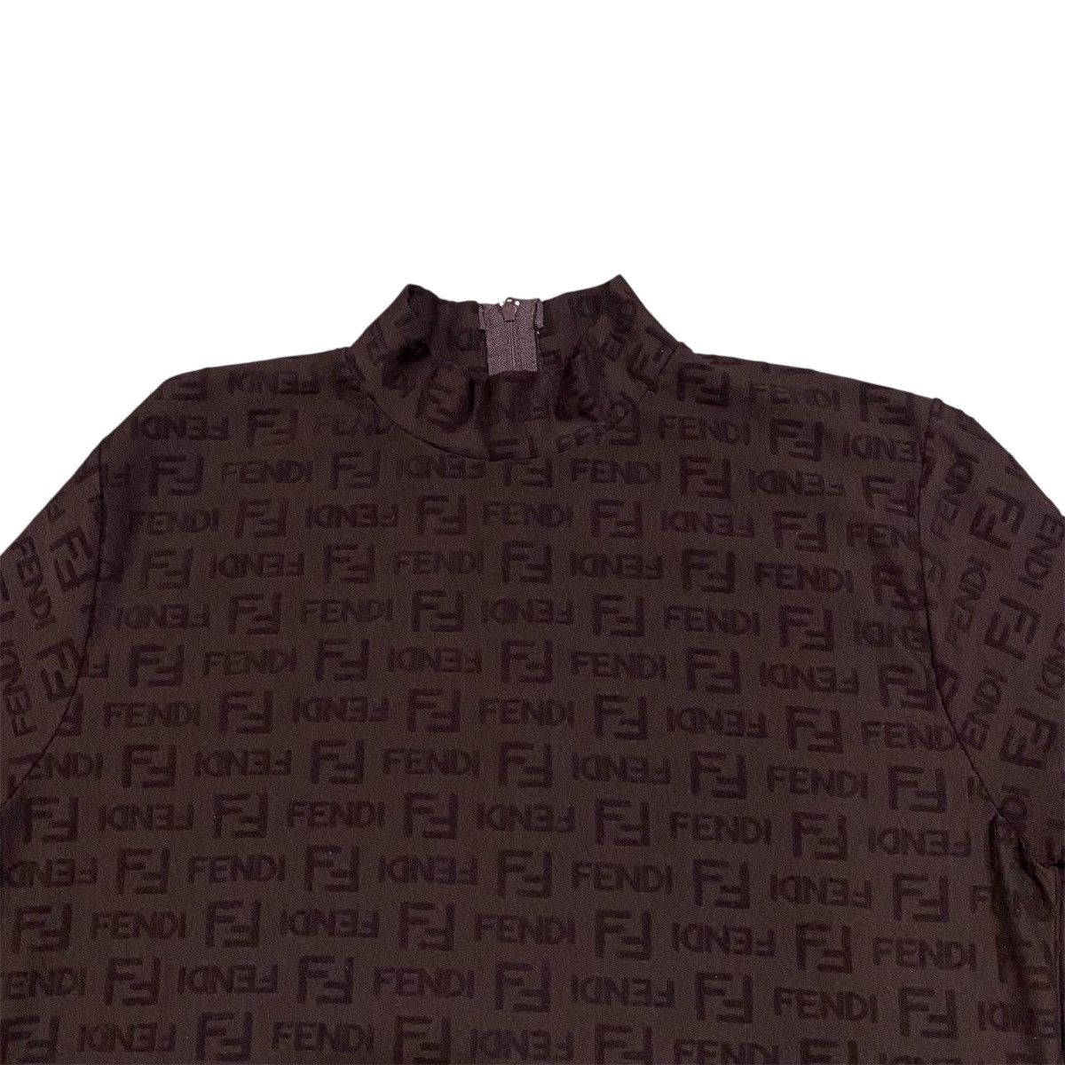 Fendi ‼️LAST DROP‼️Vintage Fendi FF Monogram Zucca Print Zip Neck Size M / US 6-8 / IT 42-44 - 4 Thumbnail