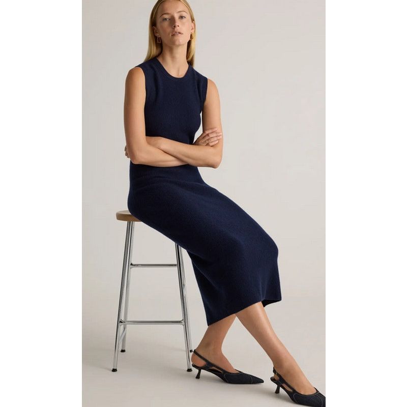 Quince Quince Cashmere Sleeveless Midi Sweater Dress Navy Size L Size L / US 10 / IT 46 - 3 Thumbnail