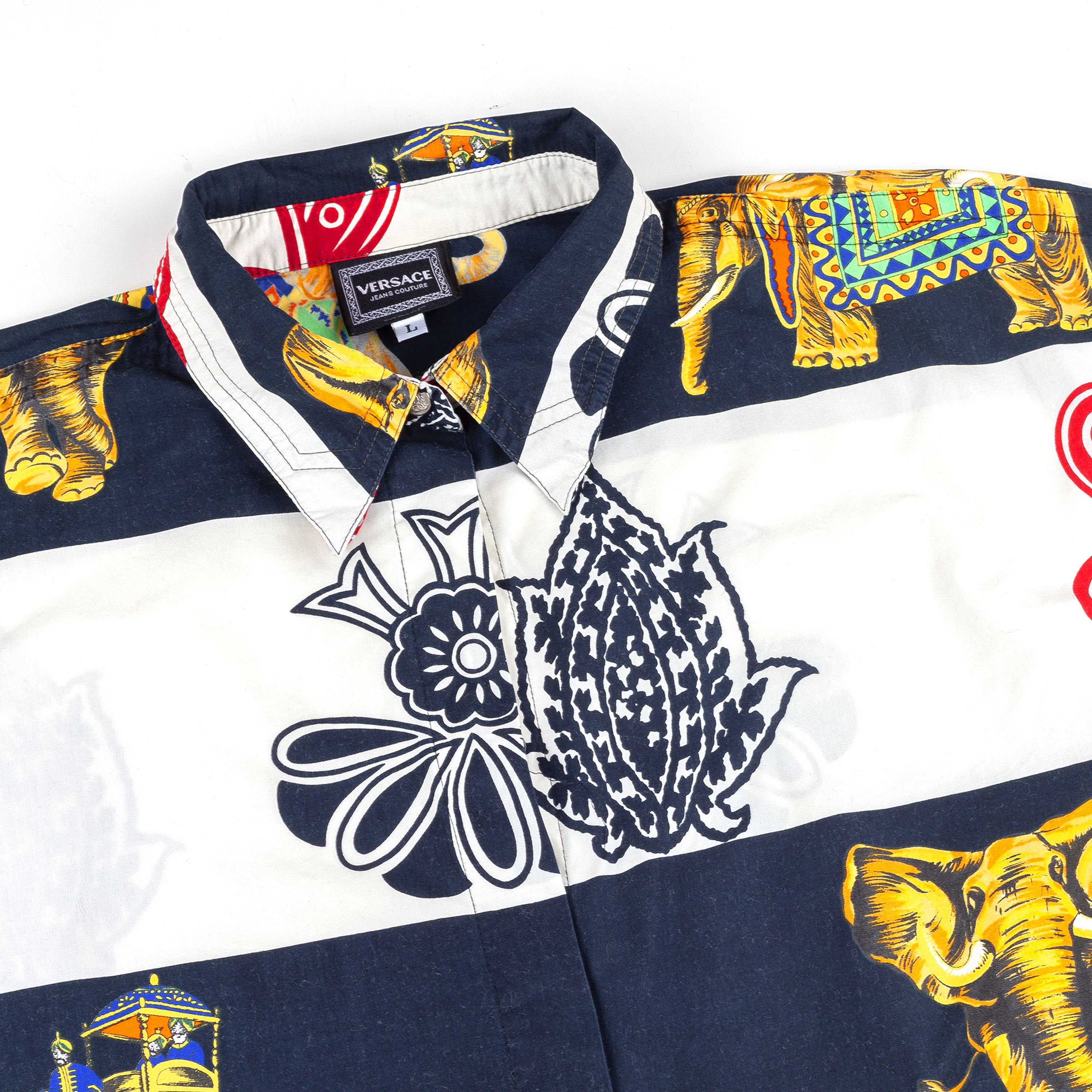 Moschino Versace Jeans Couture Vintage Elephant Button Up Shirt (L) Size US L / EU 52-54 / 3 - 3 Thumbnail