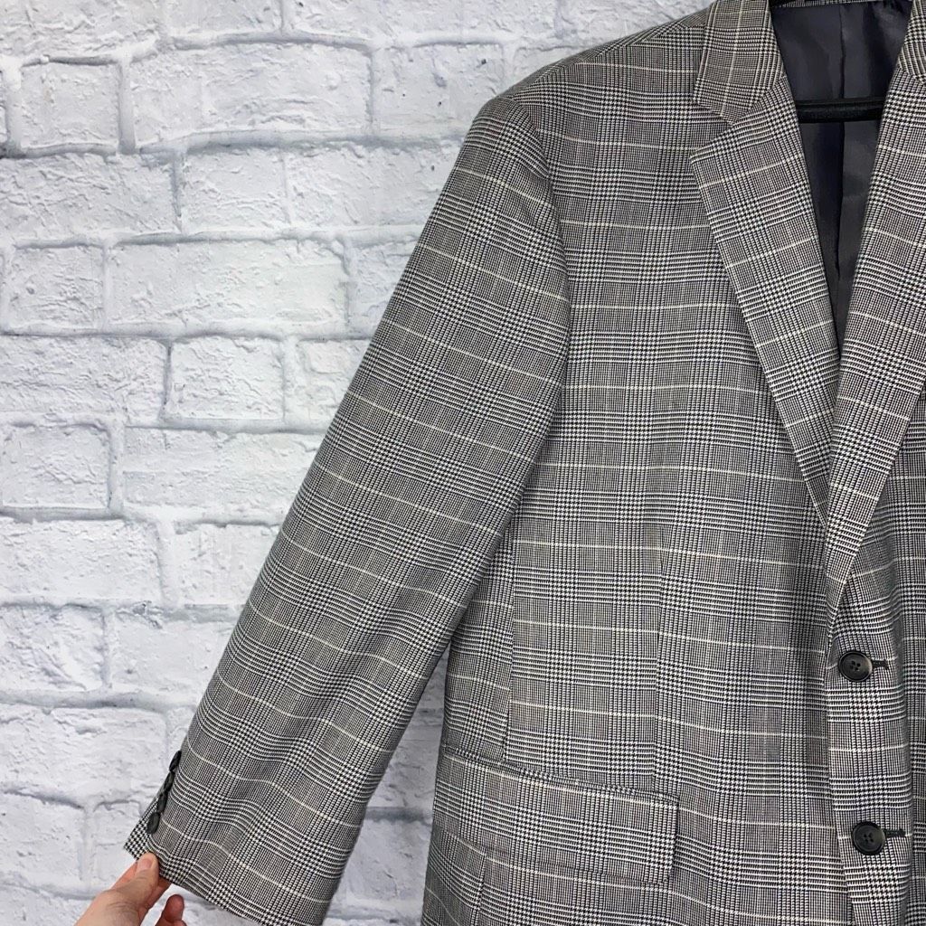 Stafford Stafford essentials mens 44R black & white button plaid blaz Size 44R - 4 Thumbnail