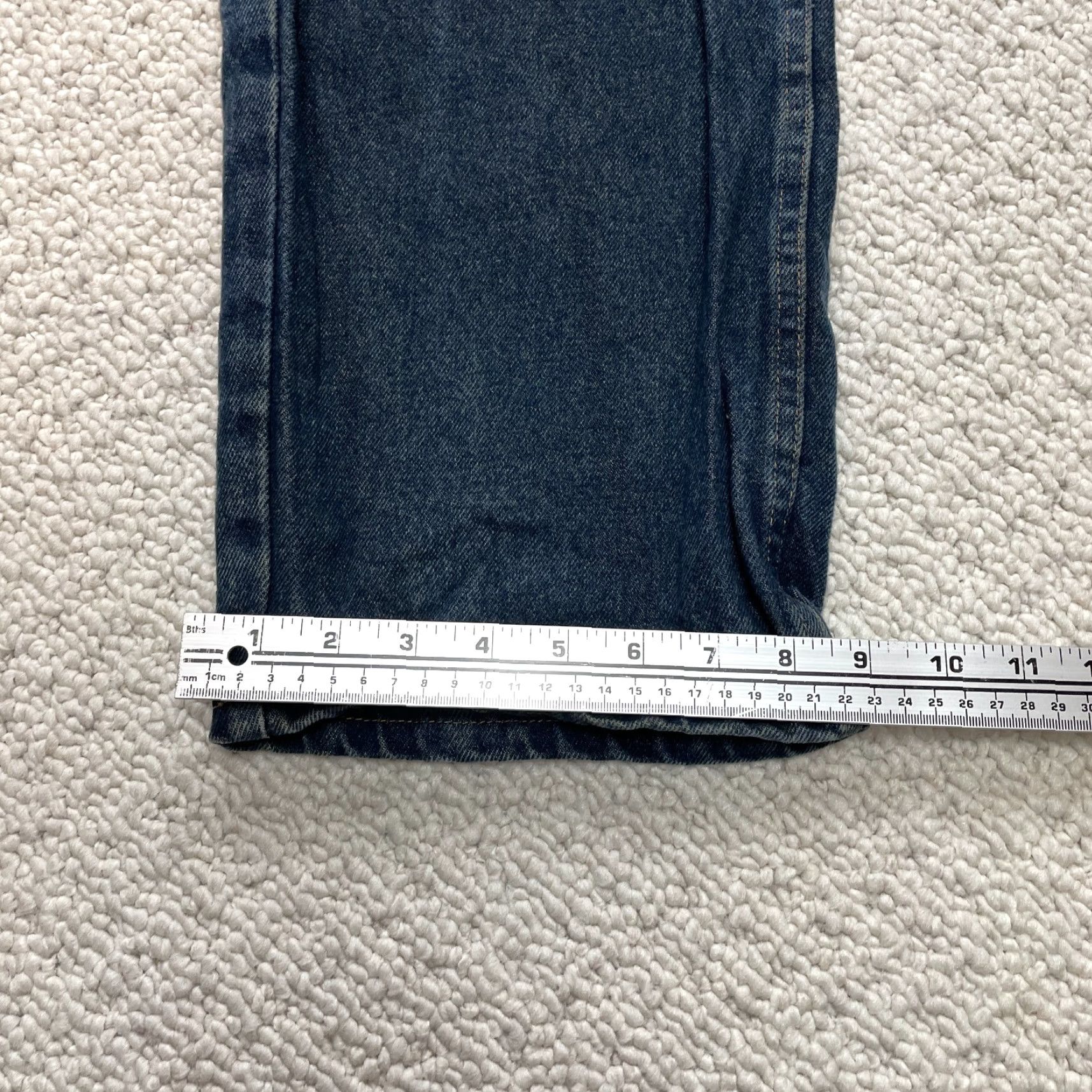 Denime Rustler Jeans Mens 44 x 32 Blue Dark Denim Straight Leg Relaxed Regular Waist 44 In 5-Pocket Design Zip Closure Cotton Vintage No Size US 44 / EU 60 - 2 Thumbnail