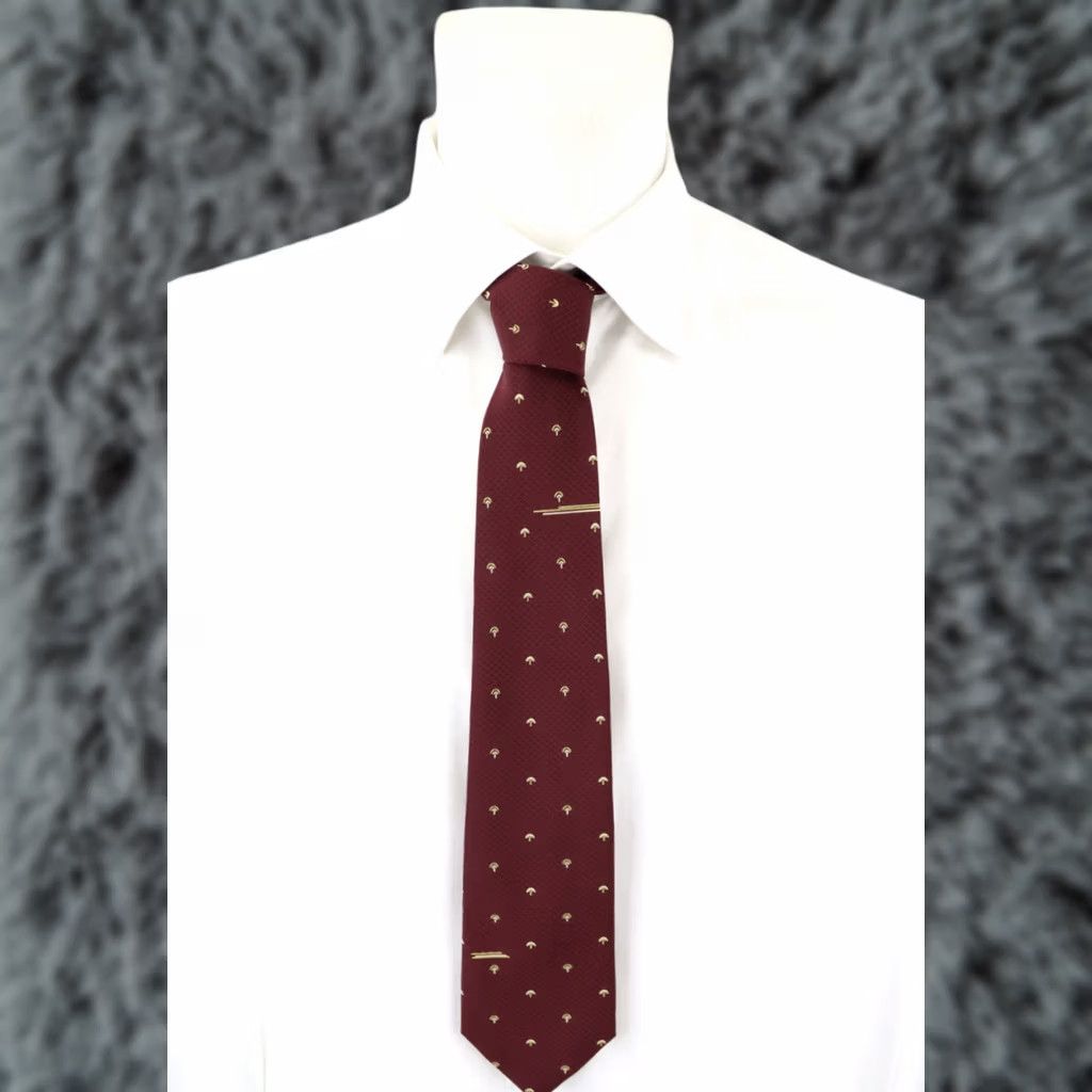 Valentino VALENTINO Tie Men's 139 x 8 CM Tied Burgundy Vintage Patterned Silk Made In Italy Formal Business Burgundy Mens Tie Size ONE SIZE - 1 Thumbnail