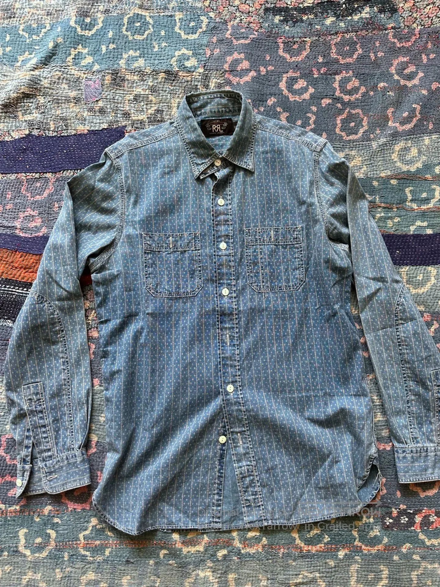 RRL Ralph Lauren vintage blue wash denim button. Size US S / EU 44-46 / 1 - 1 Thumbnail