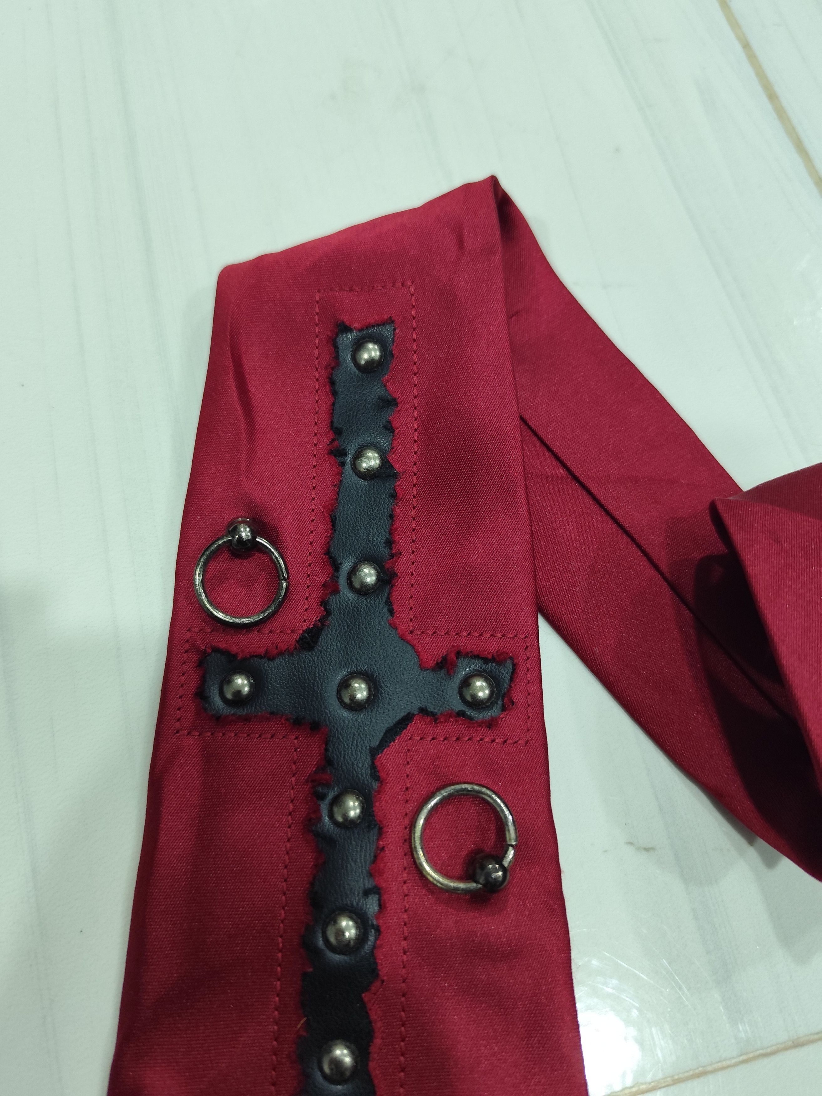 PPFM BPN black peace now neck tie leather cross studed Size ONE SIZE - 5 Thumbnail