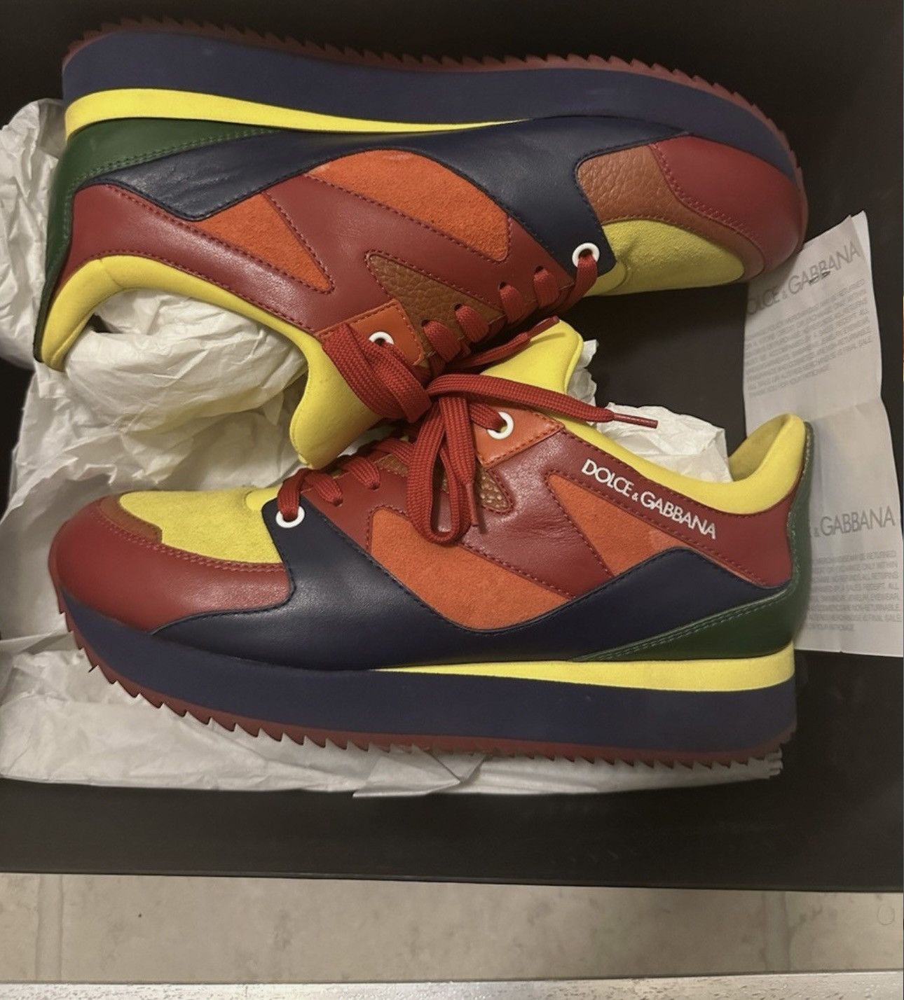 Dolce & Gabbana Dolce & Gabbana CS1424 Multicolor Leather Suede Sneakers (8) Size US 8 / EU 41 - 1 Thumbnail