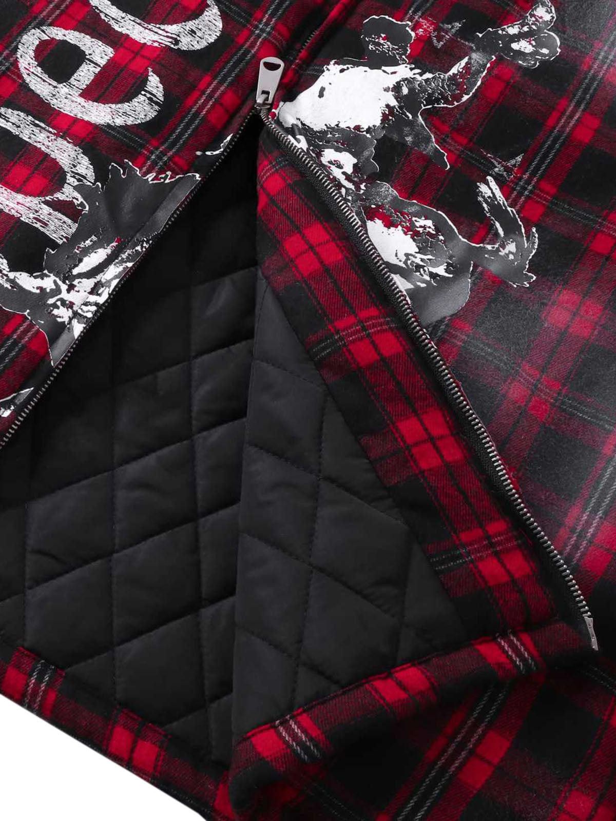 Japanese Brand Dark Plaid Hooded Quilted Jacket Size US M / EU 48-50 / 2 - 5 Thumbnail