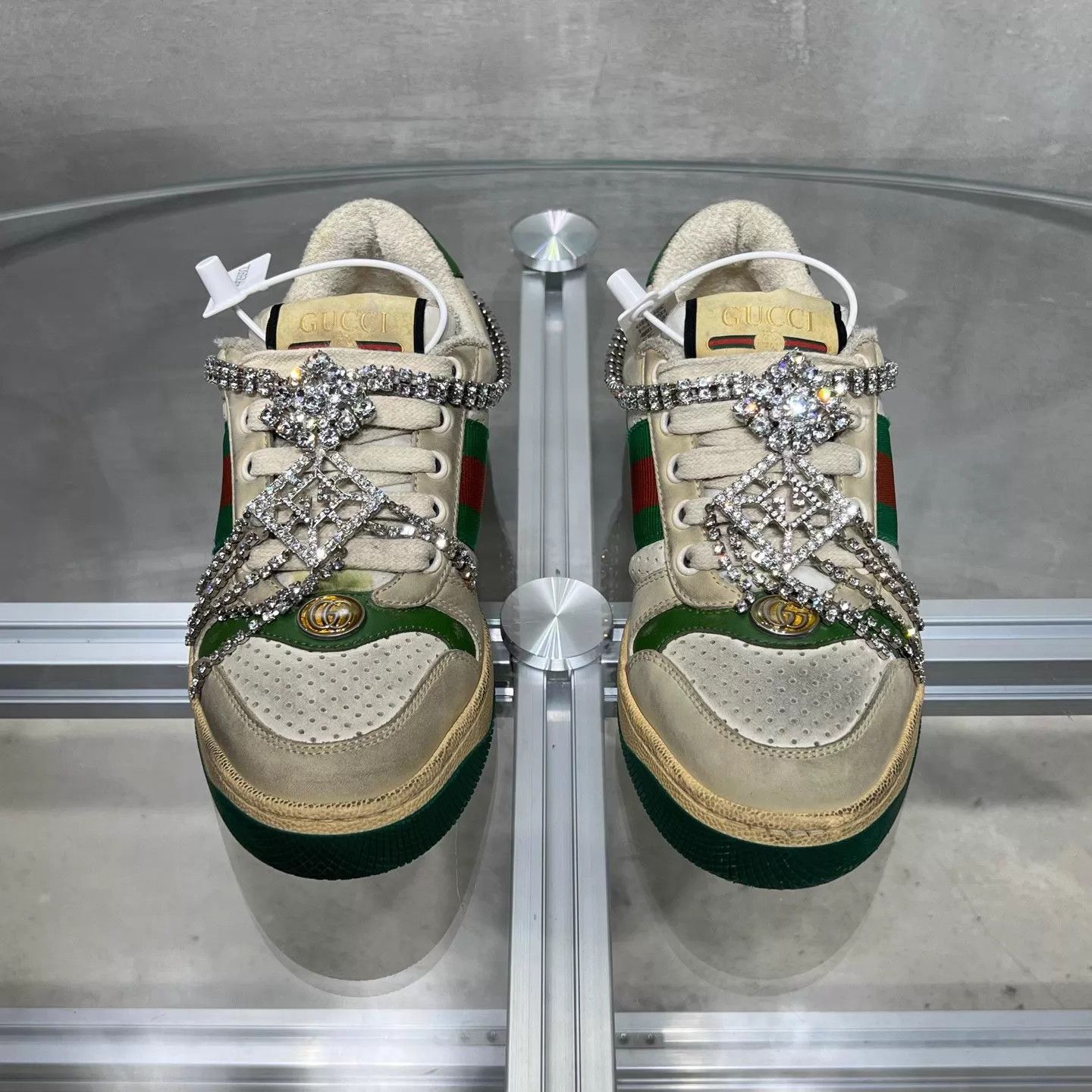 Gucci Gucci Distressed Rhinestone Sneakers Women's 35.5 Size US 5 / IT 35 - 1 Thumbnail