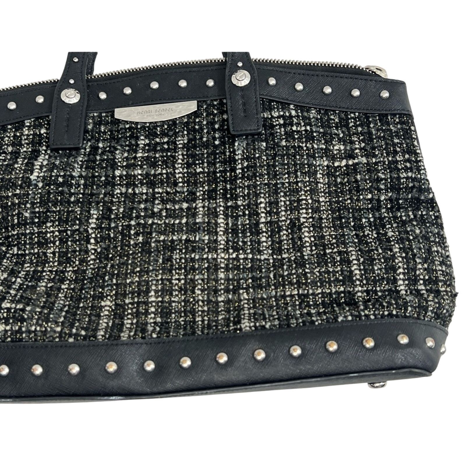 Henri Bendel Henri Bendel Black & White Fabric & Leather Bag Pearl Accent Size ONE SIZE - 4 Thumbnail