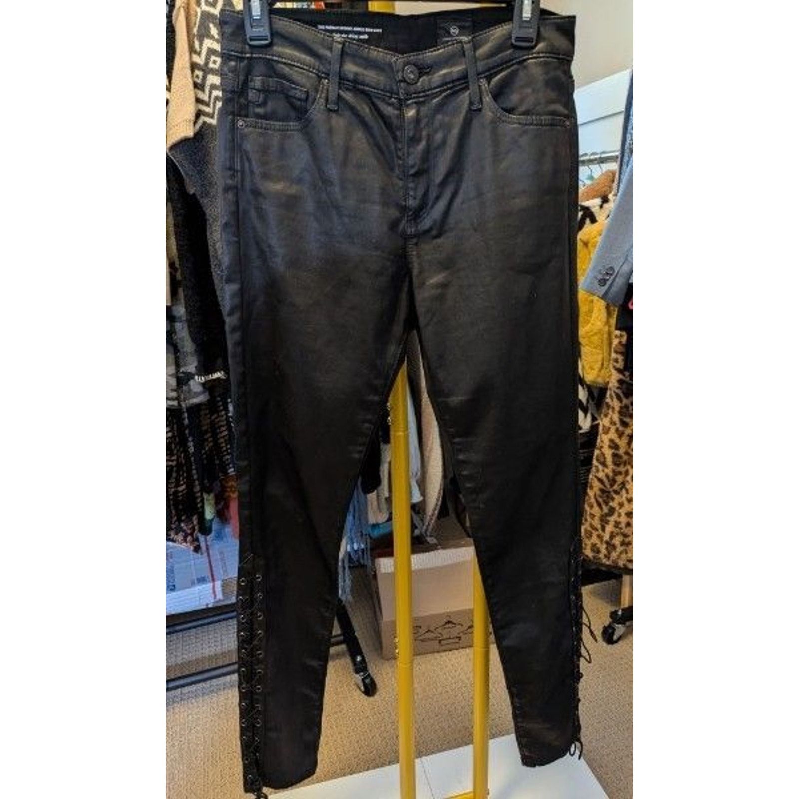 AG Adriano Goldschmied AG Adriano Goldschmied Farrah Metallic Side Lace Jean 28R Size 28" / US 6 / IT 42 - 3 Thumbnail