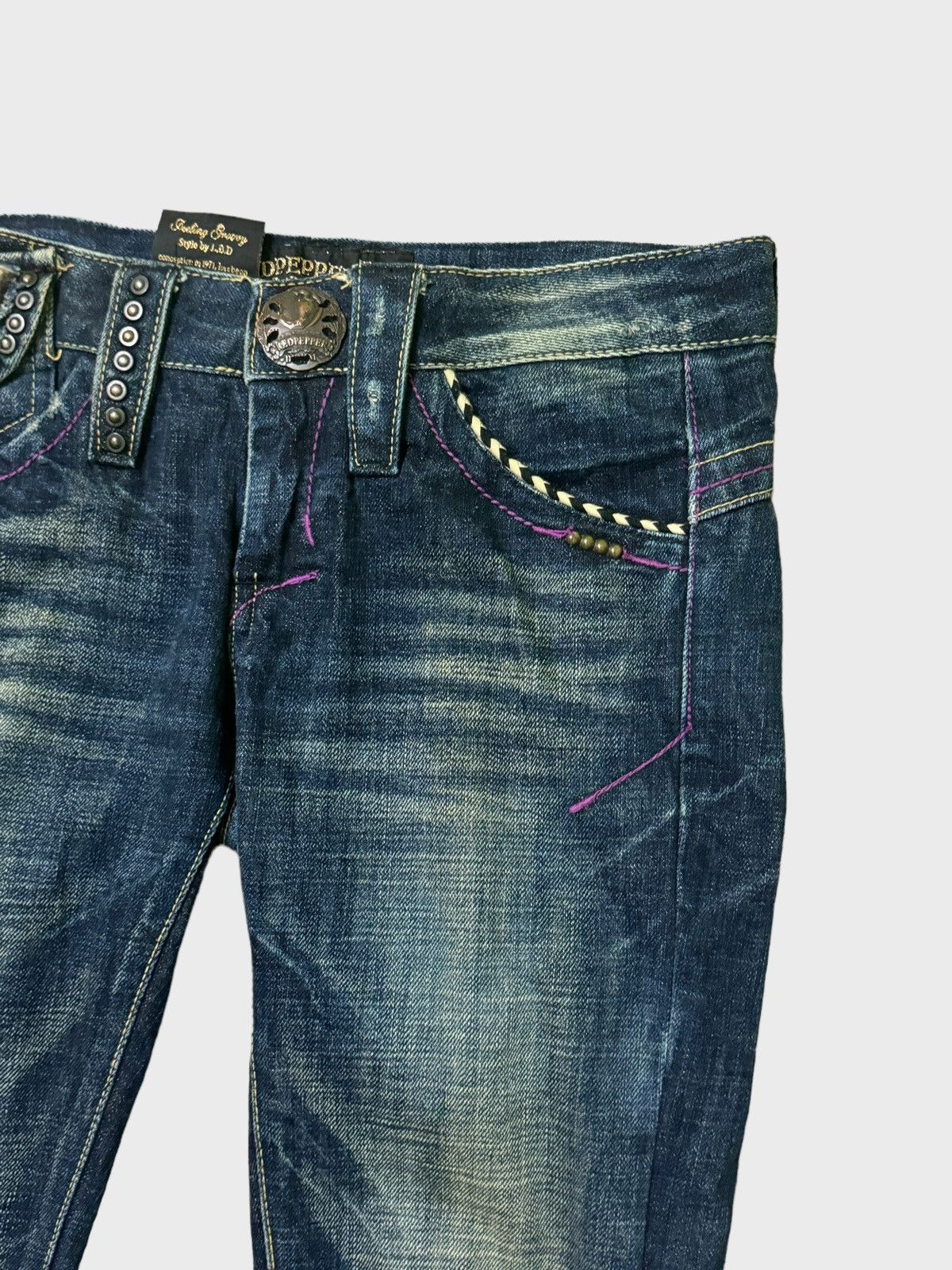 Hysteric Glamour Flare REDPEPPER Buckle Rare Design Clawmark Low Rise Denim Size US 29 - 5 Thumbnail