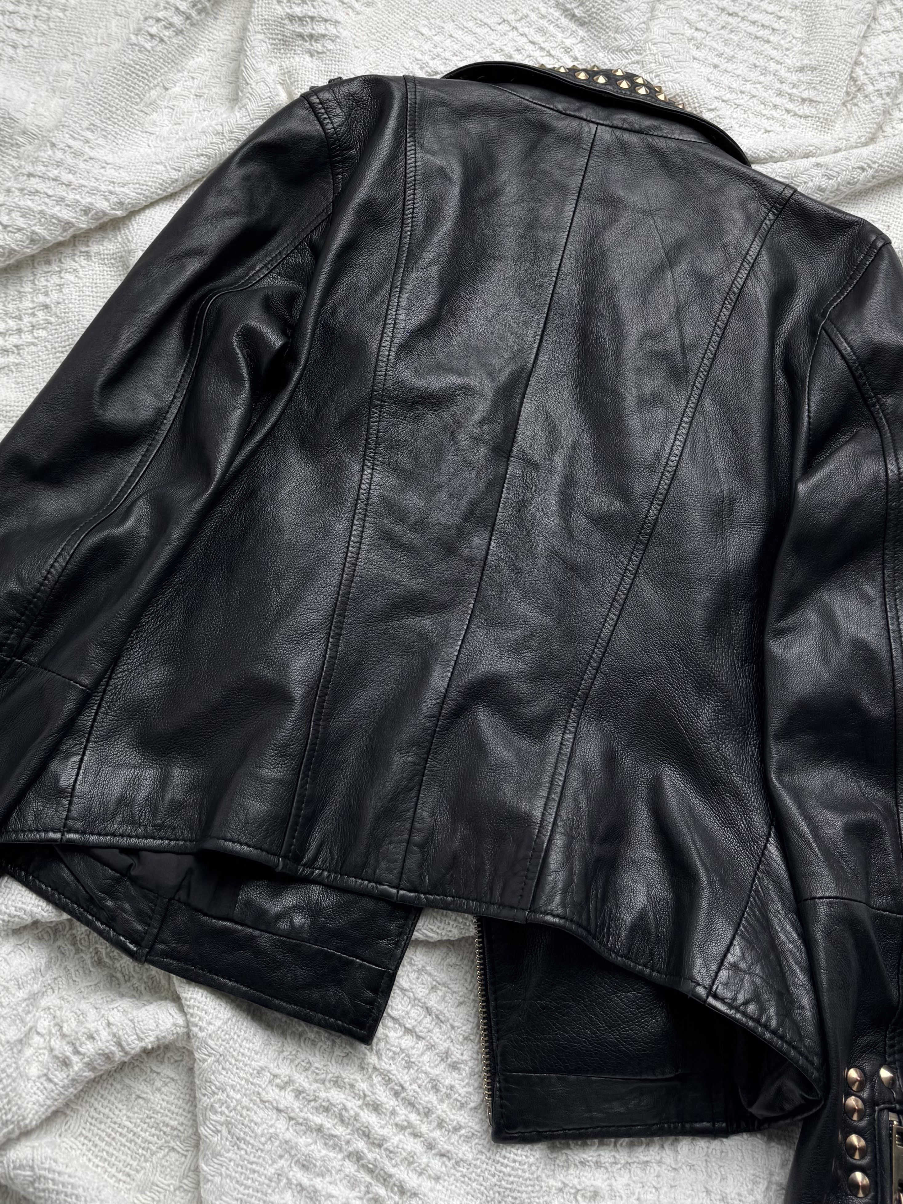 Vintage Vintage Leather Biker Jacket Studded Moto Zip Punk Rock Size S / US 4 / IT 40 - 9 Thumbnail