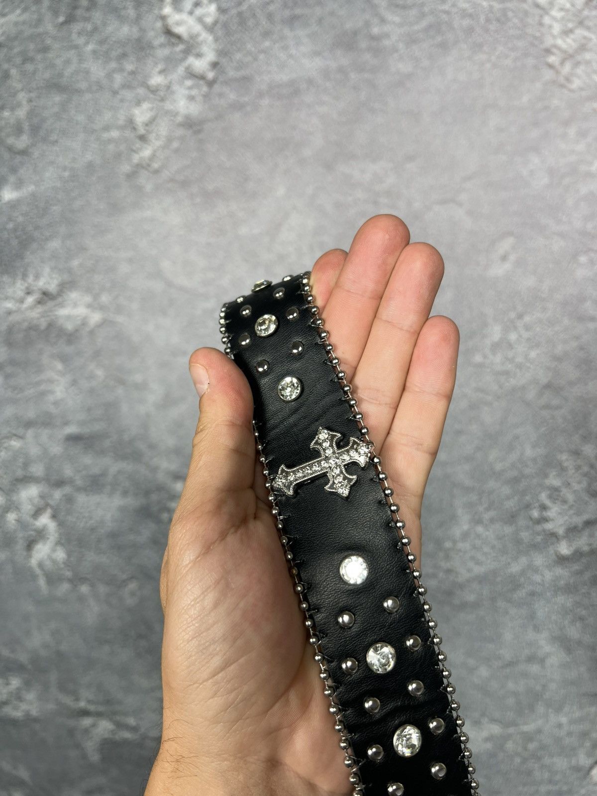 Vintage B.B Simon Style Vintage Western Leather Belt With Cross Size ONE SIZE - 9 Thumbnail