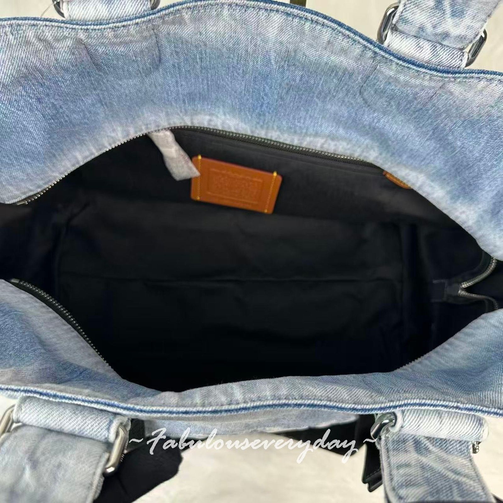Coach Coach Men Small Tour Tote Loved Denim Charms Sv/Light Indigo Size ONE SIZE - 9 Thumbnail