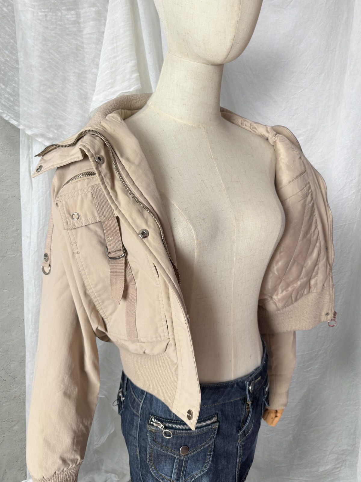 If Six Was Nine Avant Garde Vintage Strap Details Cropped Bomber Jacket Size S / US 4 / IT 40 - 3 Thumbnail