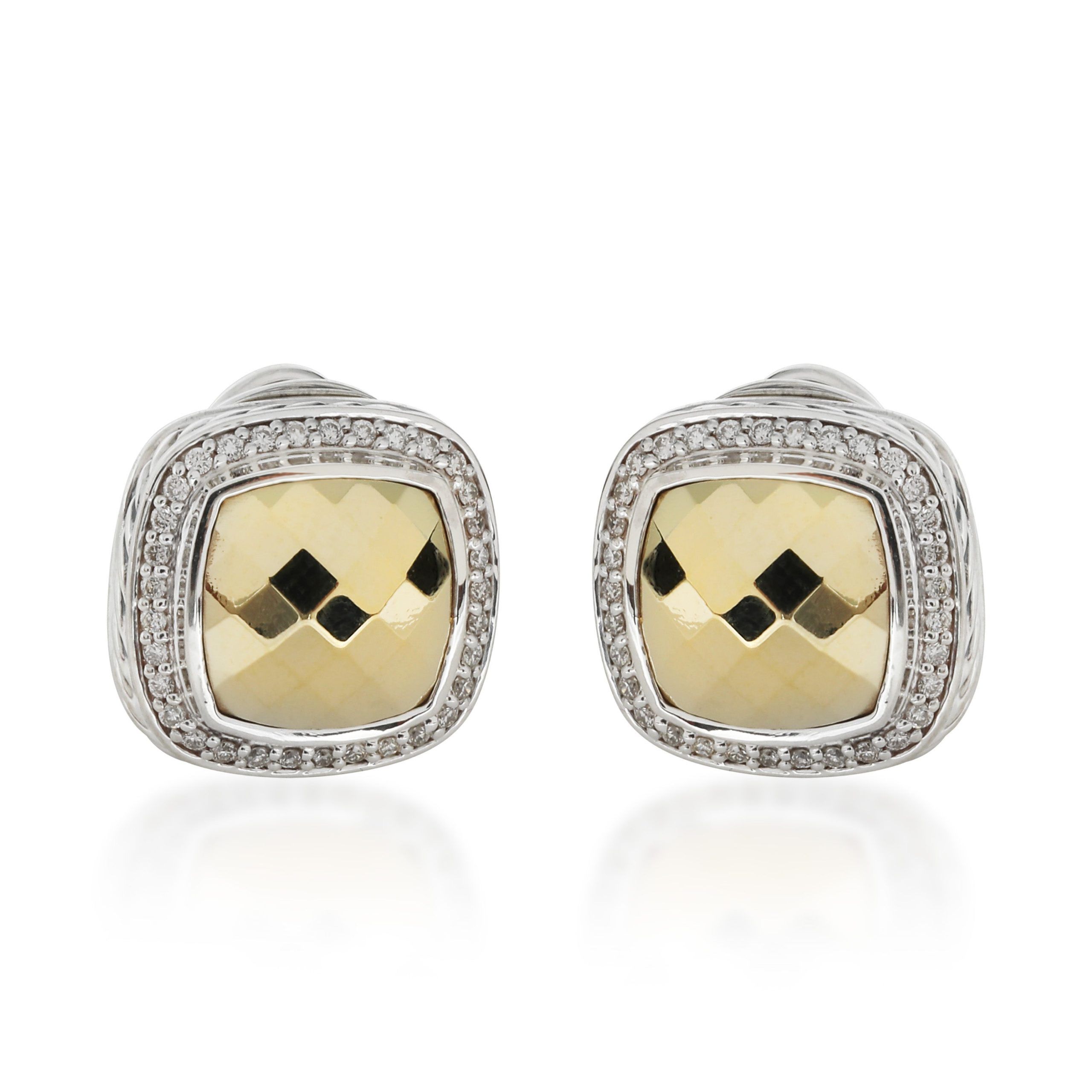 David Yurman David Yurman Albion Diamond Earrings in 18K Yellow Gold/Sterling Silver 0.5 CTW Size ONE SIZE - 1 Thumbnail