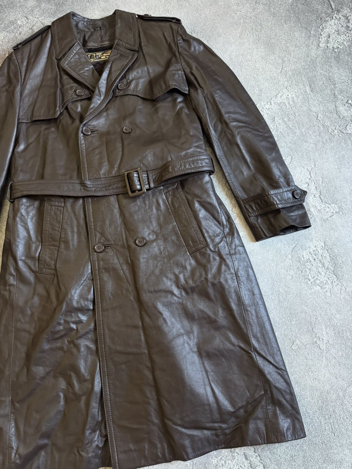 Genuine Leather Retro 52size vintage leather brown coat jacket + lining 90s Size US L / EU 52-54 / 3 - 10 Thumbnail