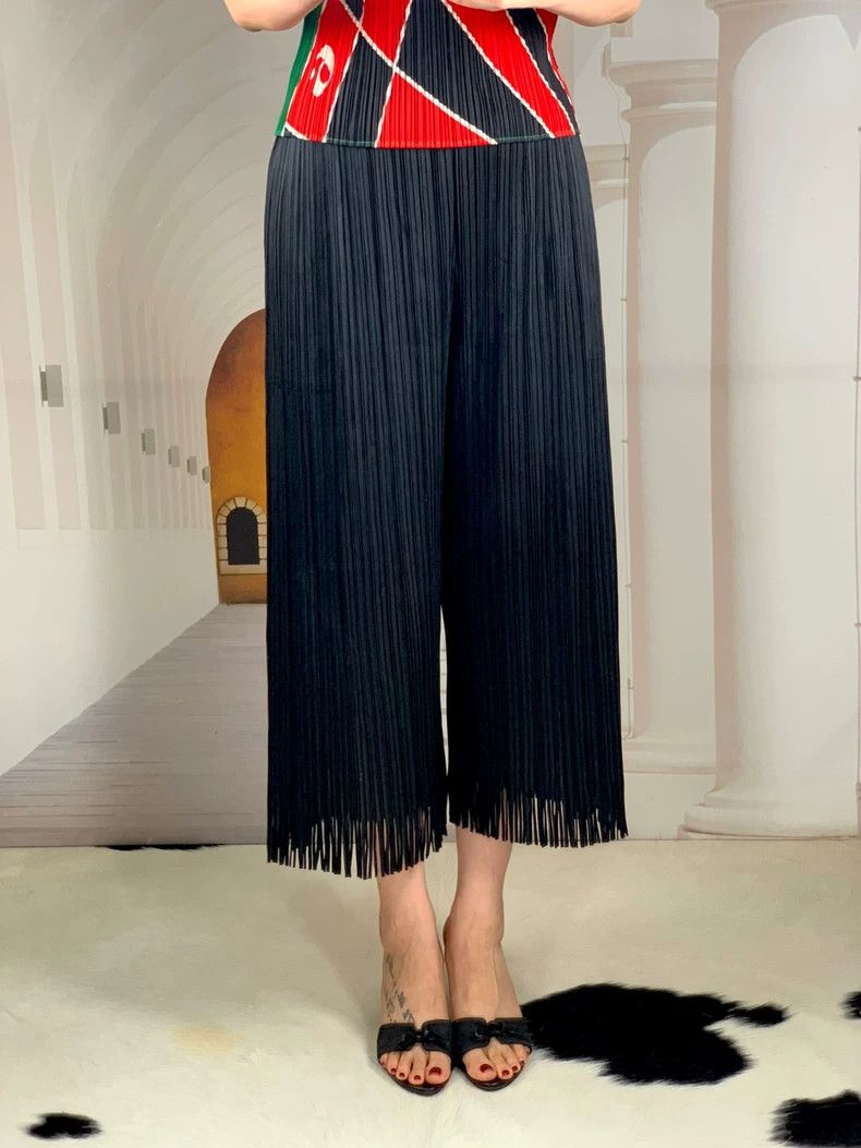 Issey Miyake Issey Miyake Black fringed pants Size 23" - 3 Thumbnail