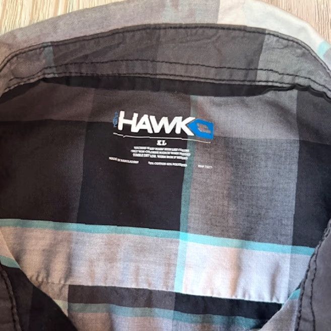 Vintage Tony Hawk Shirt Mens XL Gray Black Blue White Plaid Short Sleeve Button Shirt Size US XL / EU 56 / 4 - 2 Thumbnail