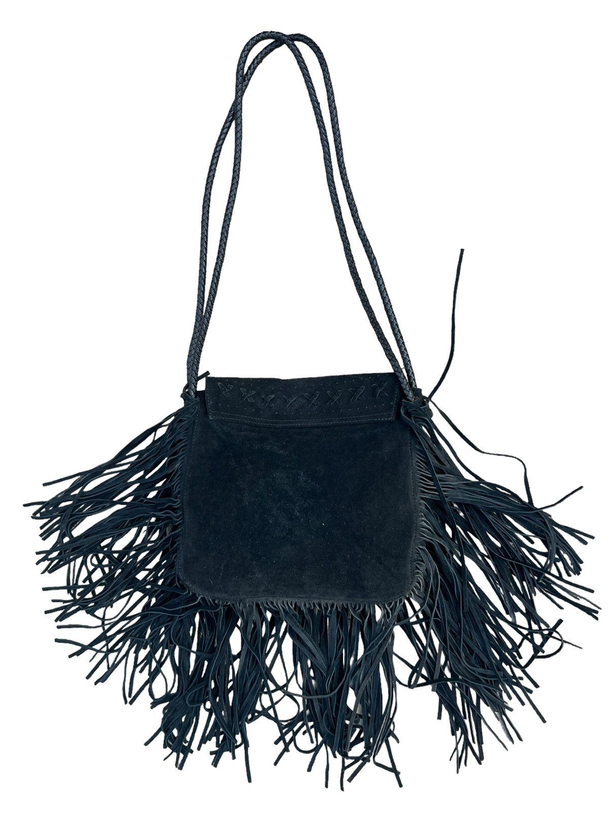 Leather Memory of Tomorrow Japan Black Suede Leather Fringe Bag Size ONE SIZE - 11 Thumbnail