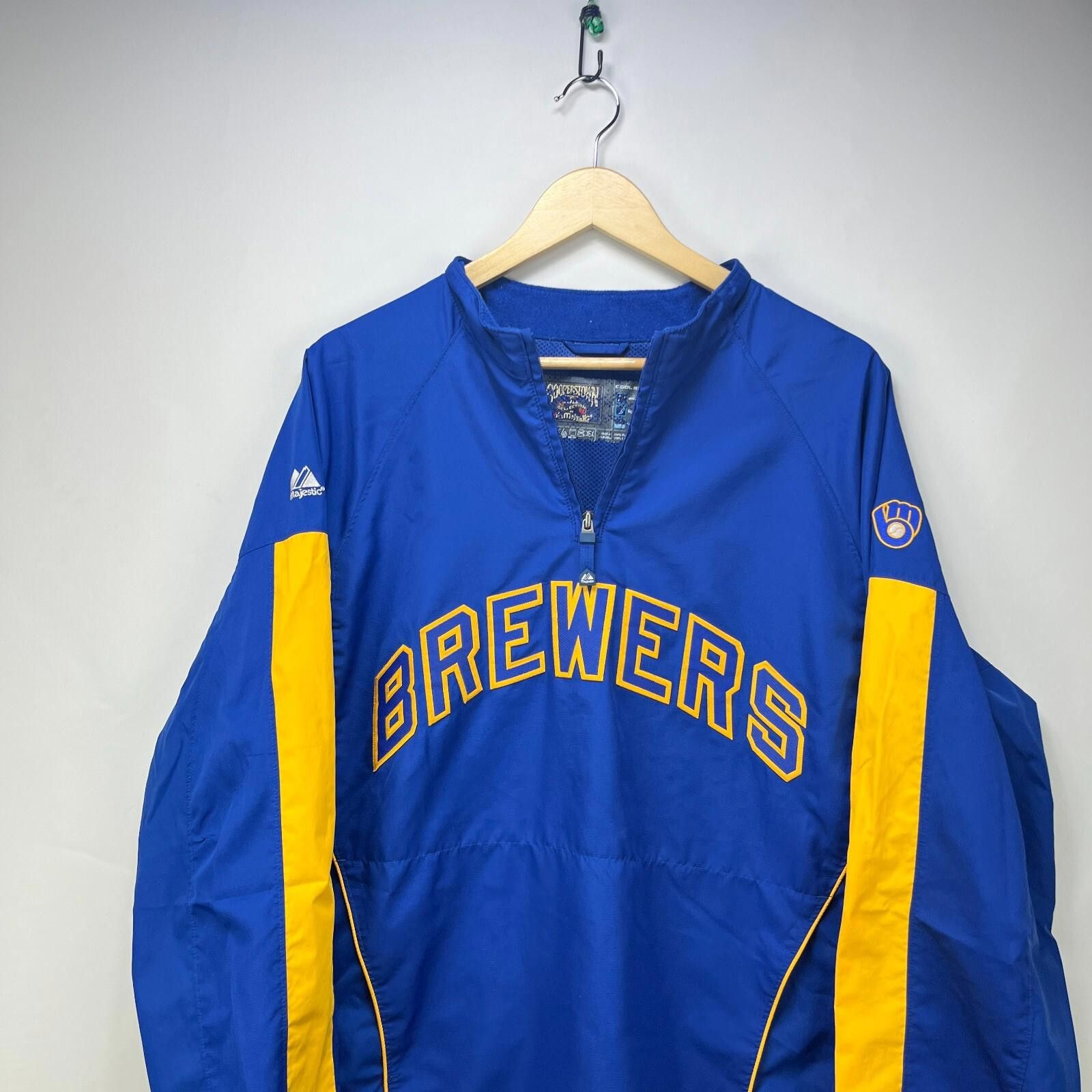 Majestic Vintage Majestic Milwaukee Brewers Windbreaker Jacket Medium Size US M / EU 48-50 / 2 - 2 Thumbnail