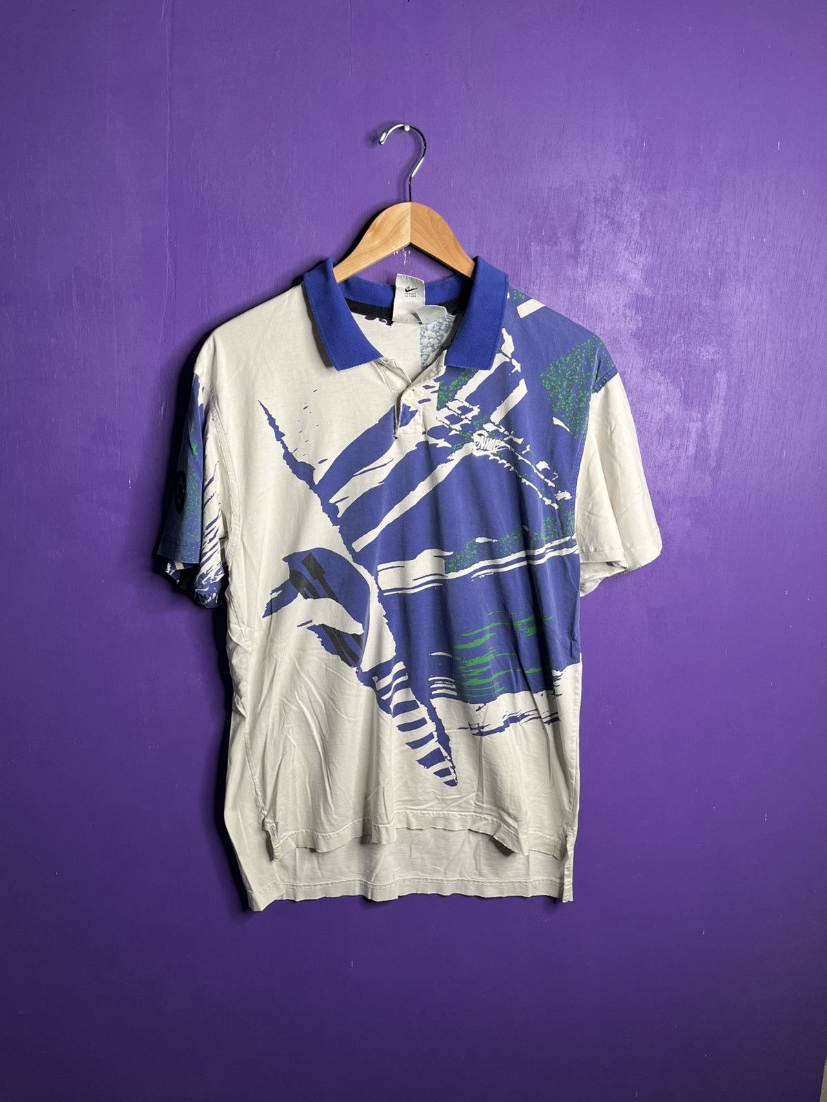 Nike × Vintage Vintage 90s Nike challenge court AOP polo shirt Size US M / EU 48-50 / 2 - 1 Thumbnail