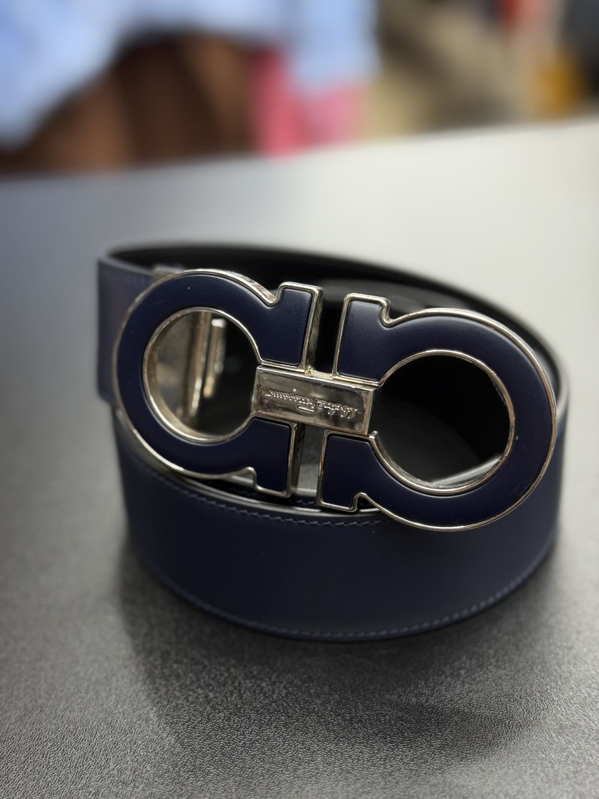 Salvatore Ferragamo Salvador Ferragamo Blue Black Reversible Belt Big Buckle Size ONE SIZE - 3 Thumbnail