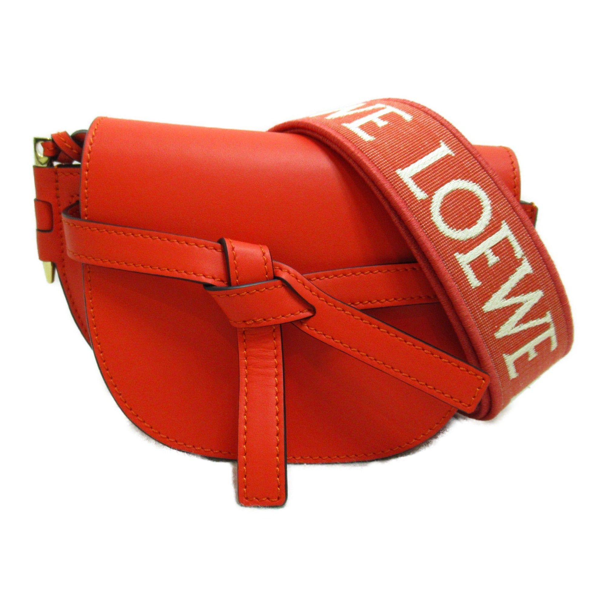 image of Loewe Mini Gate Dual Shoulder Bag Orange Leather A650N46X135557 in Black, Women's