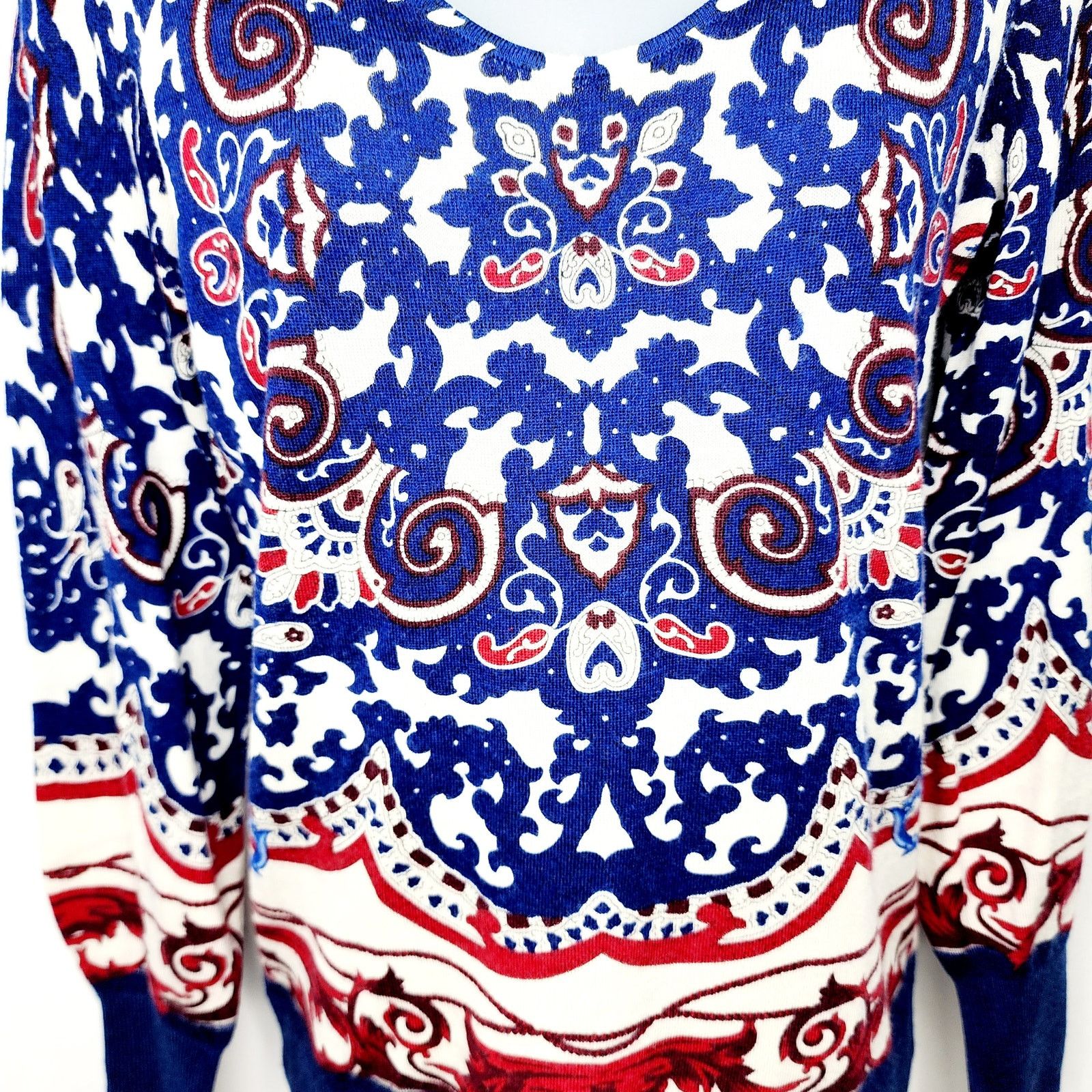 Other Talbots Pure Merino Wool Blue & Red Paisley Sweater XS NEW Size XS / US 0-2 / IT 36-38 - 6 Thumbnail