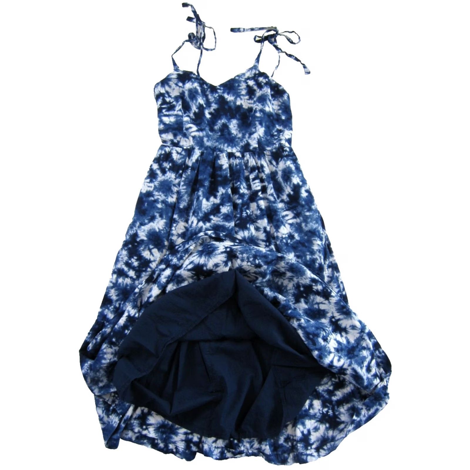 Gap GAP Blue White Tie Dye 100% Cotton Tie Shoulder Strap Midi Tank Dress 6 Size M / US 6-8 / IT 42-44 - 4 Thumbnail