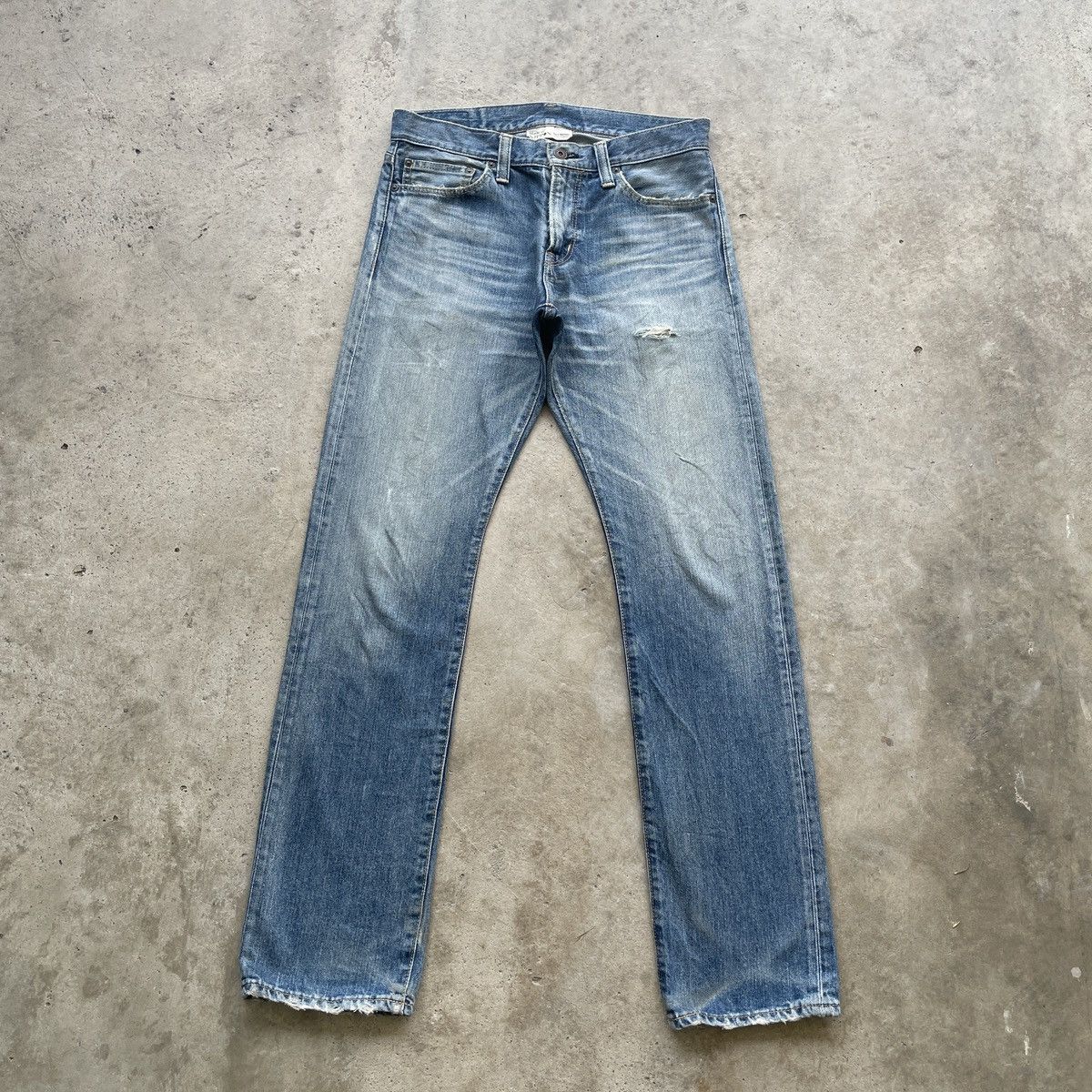 Japanese Brand Vintage Back Number Japan Faded Jeans Distressed Pants W31 Size US 31 - 1 Thumbnail