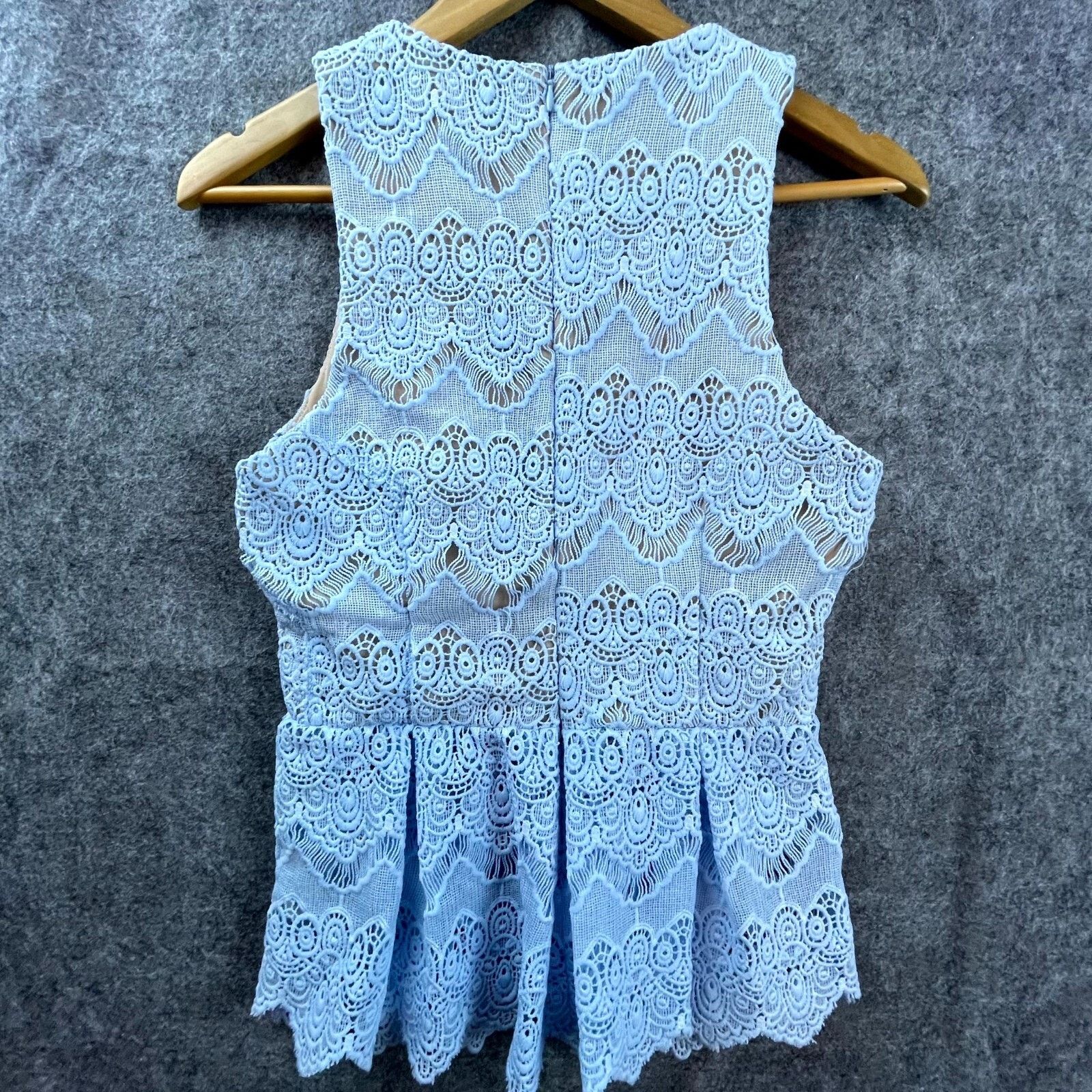 Anthropologie Greylin Peplum Top Womens Small Floral Lace Coquette Fairy Size S / US 4 / IT 40 - 2 Thumbnail