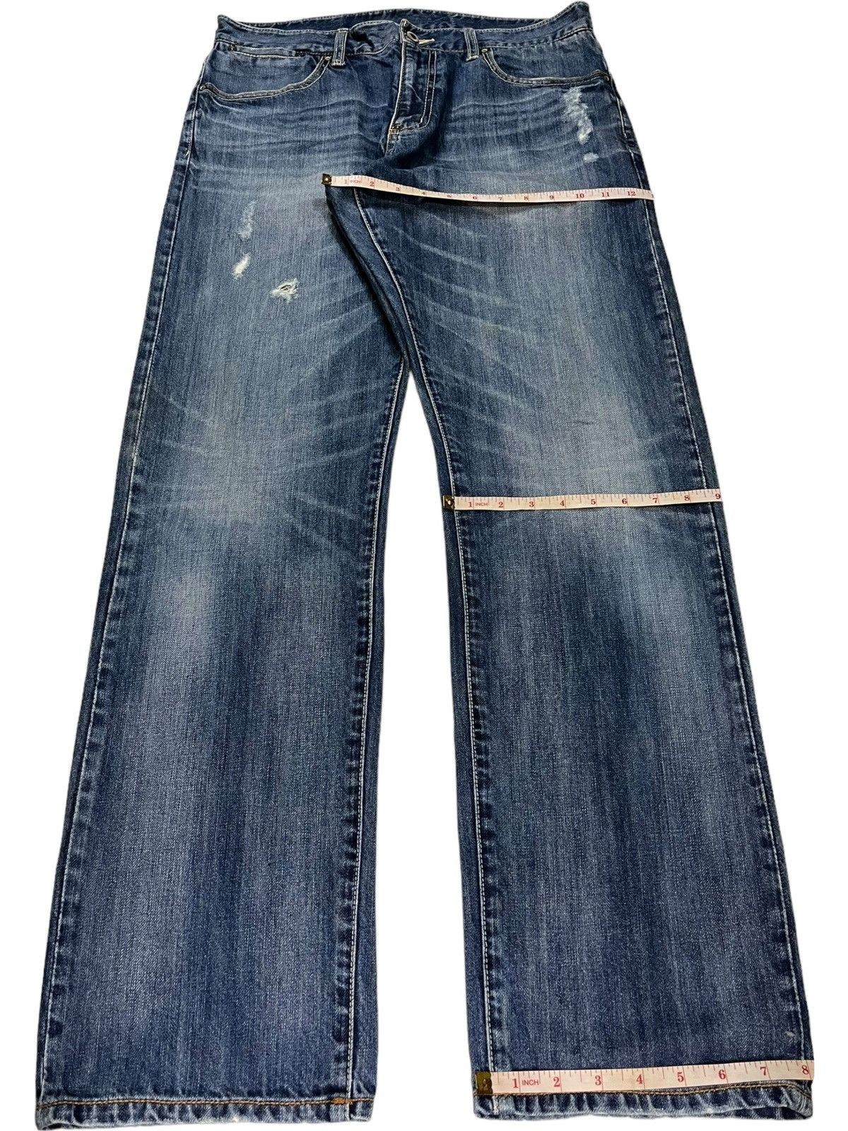 Japanese Brand Vintage Japanese Brand Blue Wash Distressed Loose Jeans Size US 33 - 13 Thumbnail