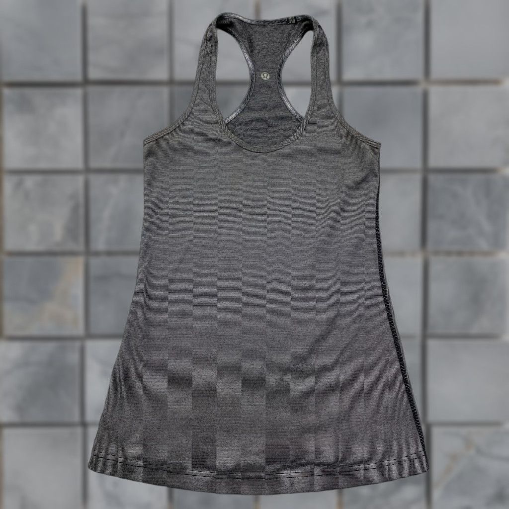 Lululemon Lululemon Cool Racerback Tank Womens 6 Black Striped Stretch Pullover Active Size M / US 6-8 / IT 42-44 - 1 Thumbnail