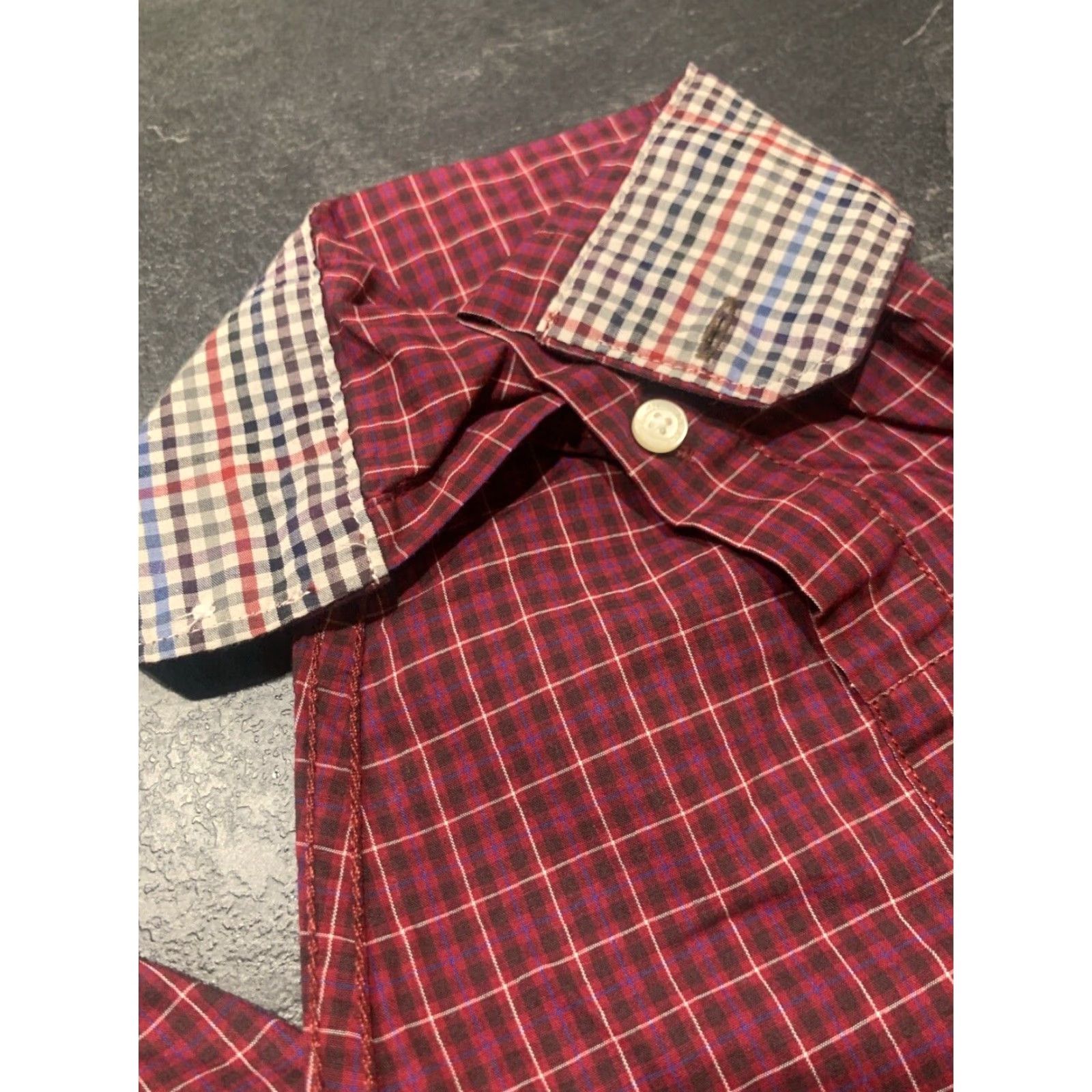 Vintage VINTAGE Black Brown 1826 Men's Shirt 2XL Long Sleeve Dark Red Plaid Cotton Button-Up Size US XXL / EU 58 / 5 - 3 Thumbnail