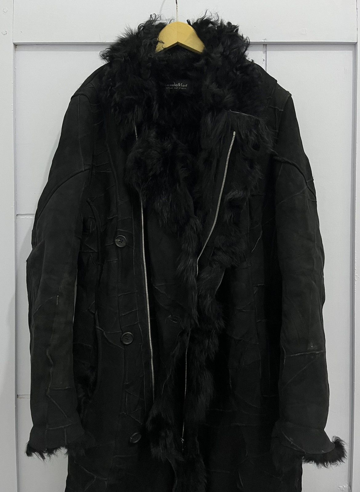 Archive Tornado Mart Fur Suede Long Coat Asymmetrical